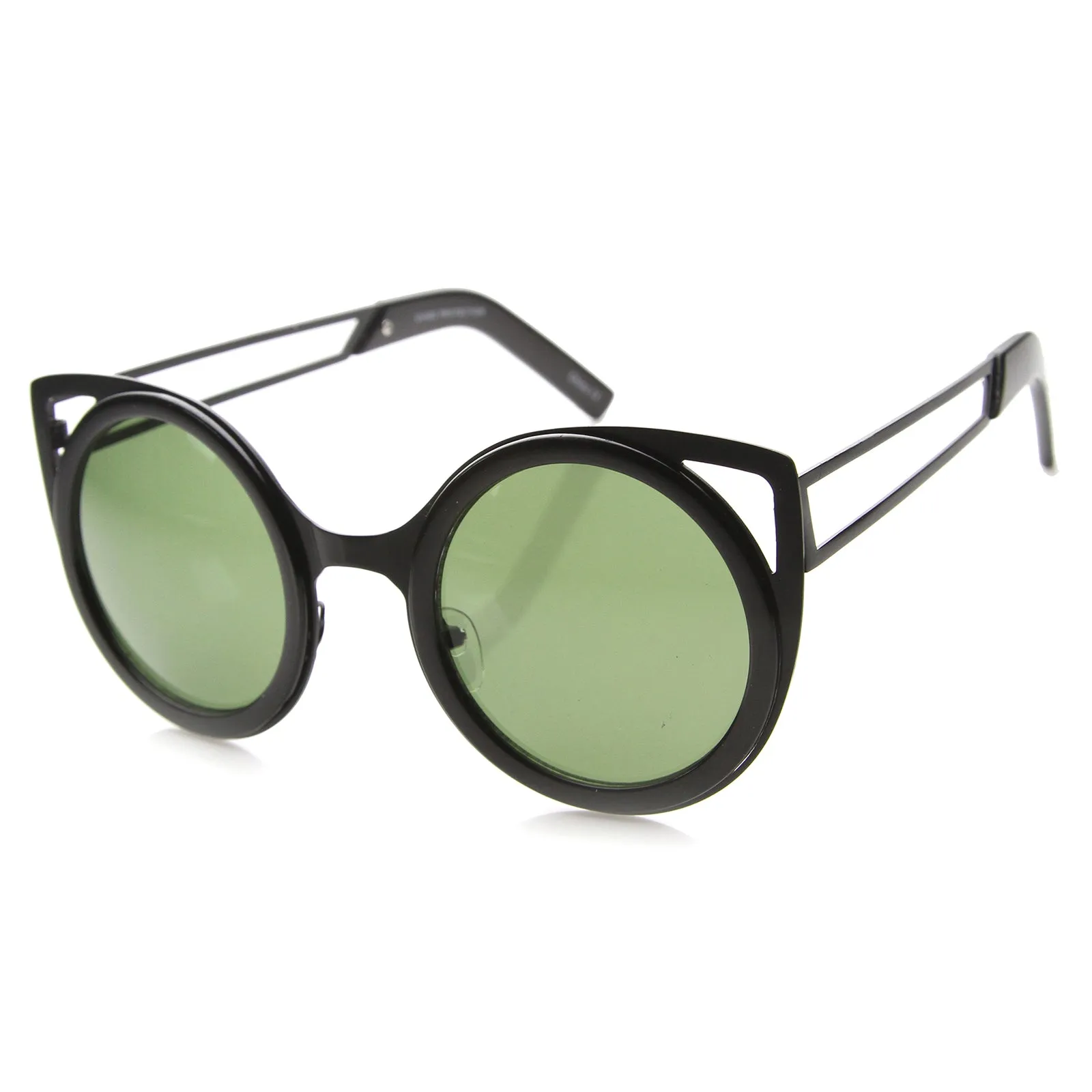 Women's Indie Round Unique Cat Eye Cut Out Sunglasses 9845 sold by ZeroUV product image thumbnail 2