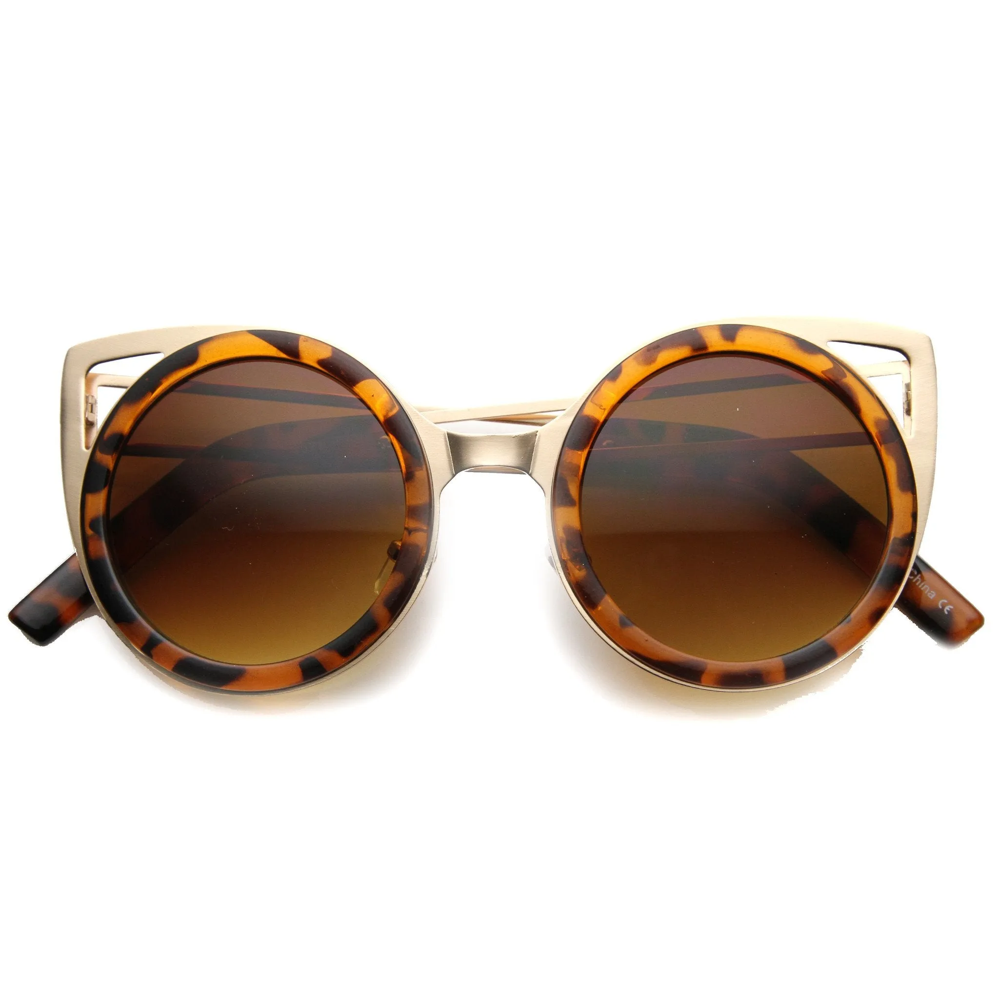 Women's Indie Round Unique Cat Eye Cut Out Sunglasses 9845 sold by ZeroUV product image thumbnail 3