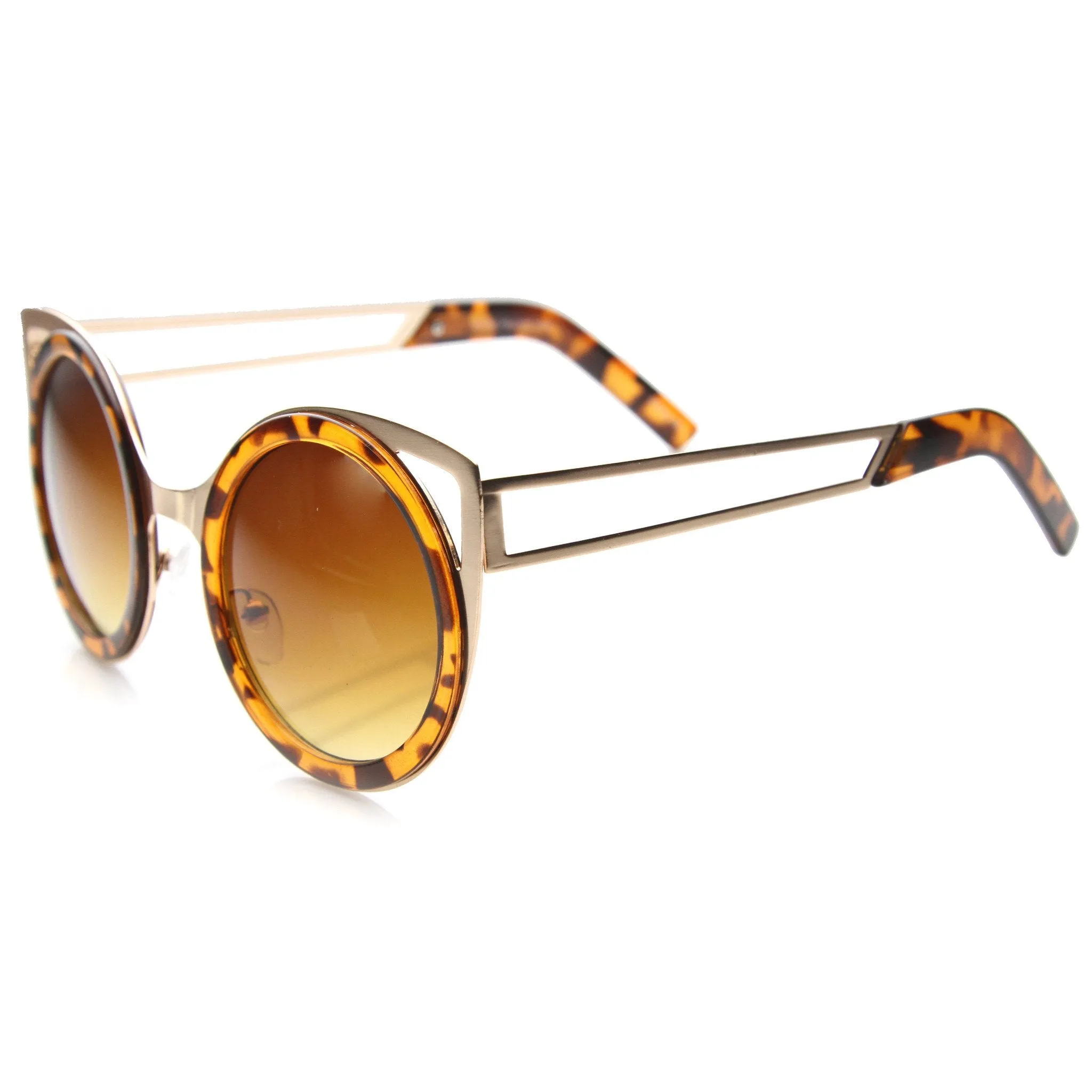 Women's Indie Round Unique Cat Eye Cut Out Sunglasses 9845 sold by ZeroUV product image thumbnail 4