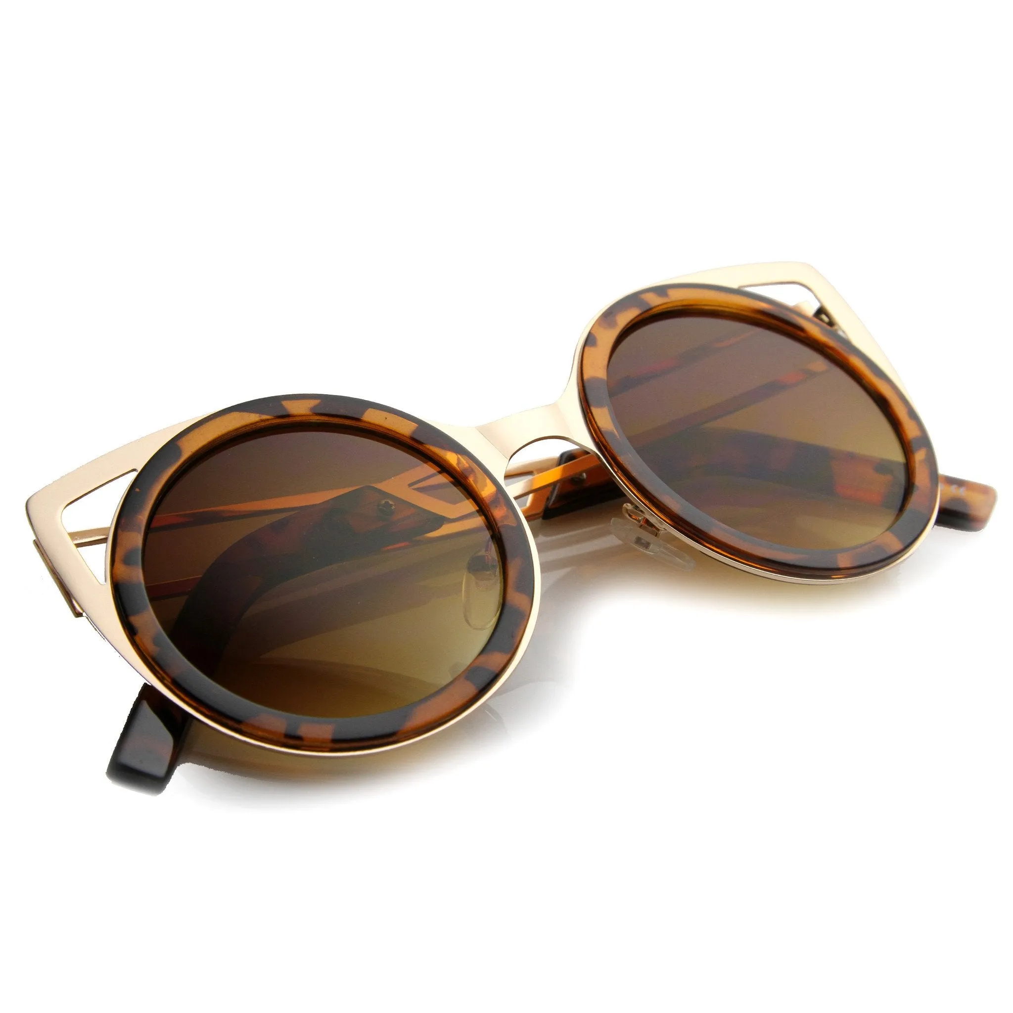 Women's Indie Round Unique Cat Eye Cut Out Sunglasses 9845 sold by ZeroUV product image thumbnail 5