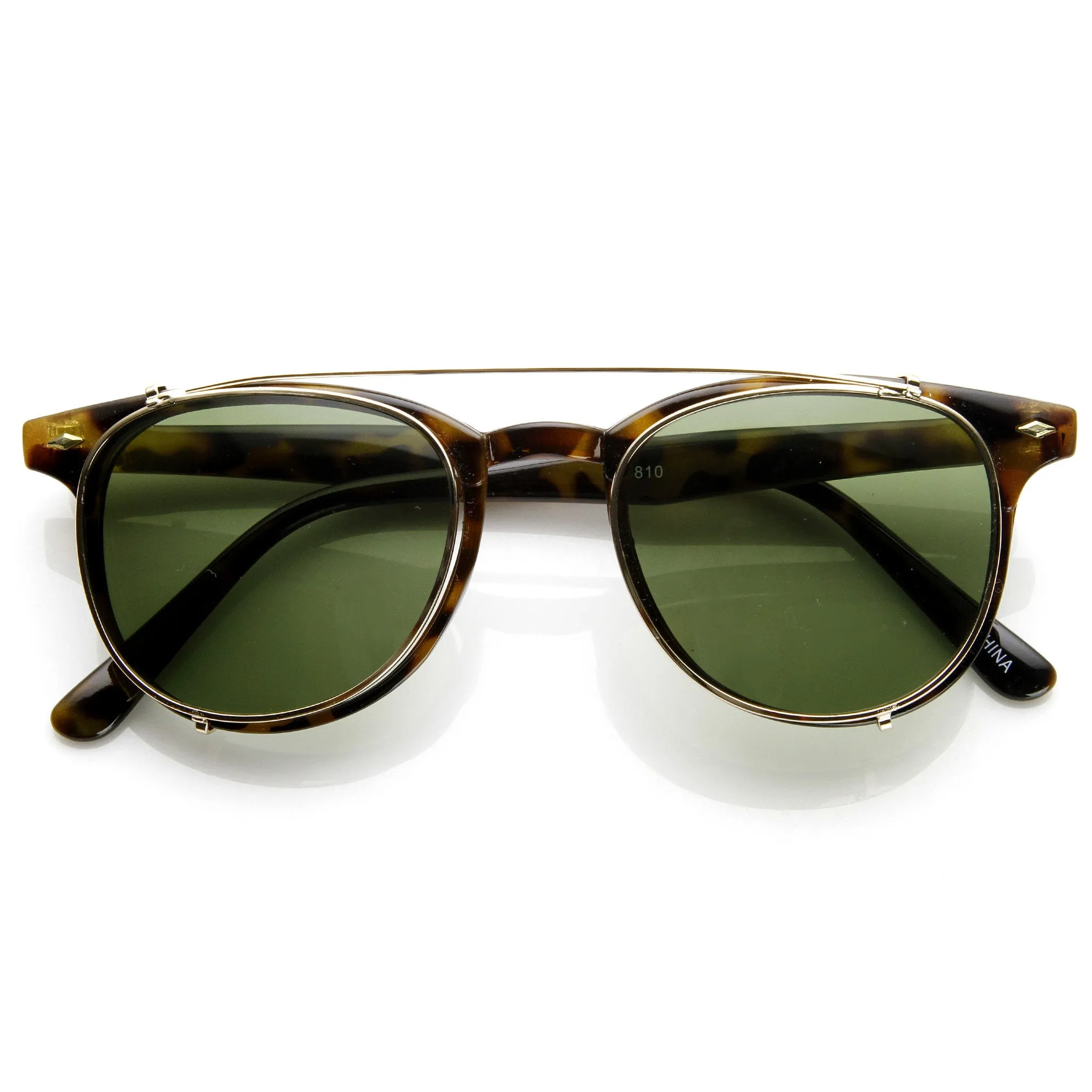 Dapper Vintage Indie Clear Lens Clip On Horned Rim Sunglasses 9169 sold by ZeroUV product image thumbnail 3