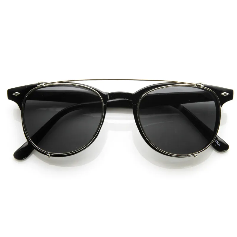 Dapper Vintage Indie Clear Lens Clip On Horned Rim Sunglasses 9169 sold by ZeroUV