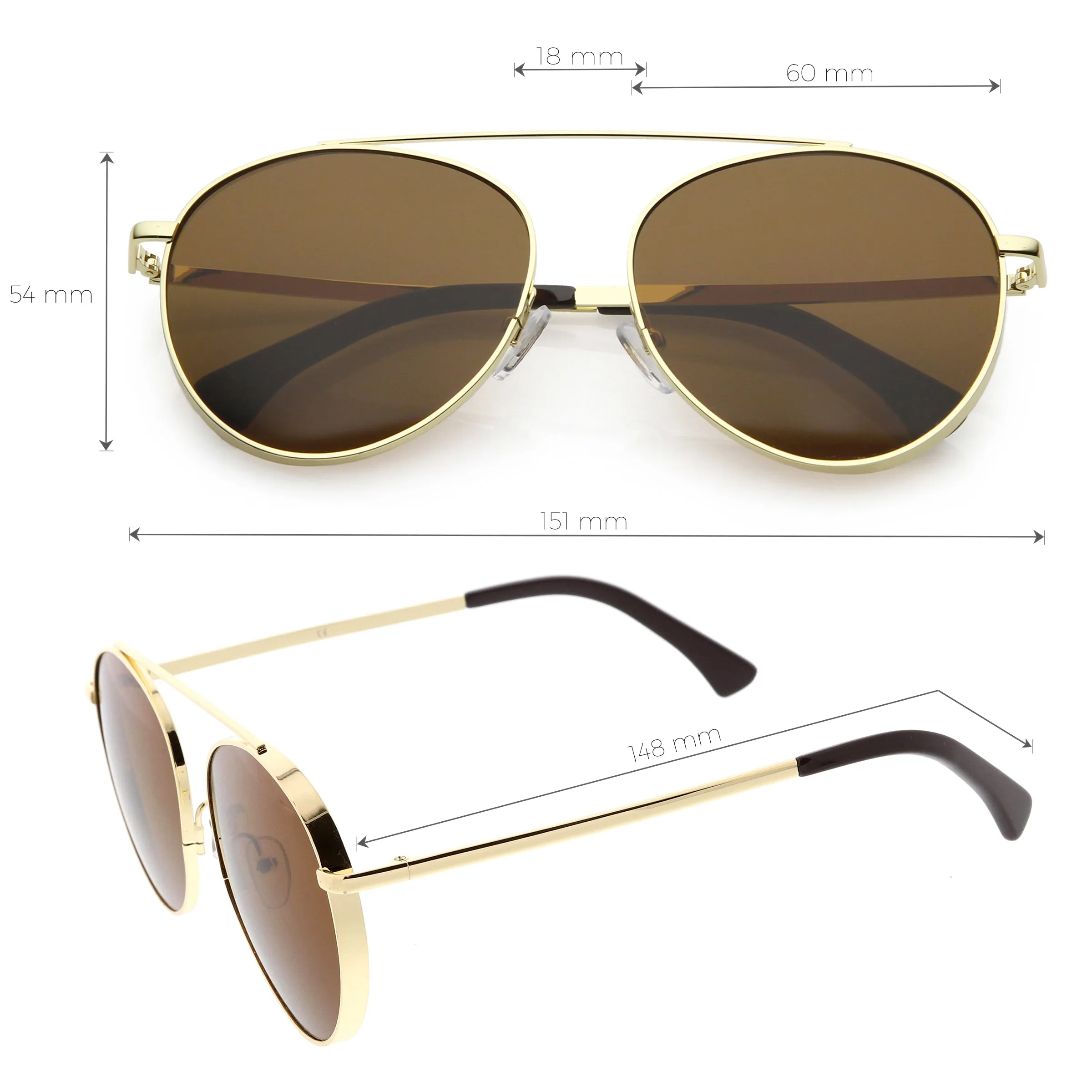 Oversize Retro Modern Round Top Bar Flat Lens Aviator Sunglasses C826 sold by ZeroUV product image thumbnail 2