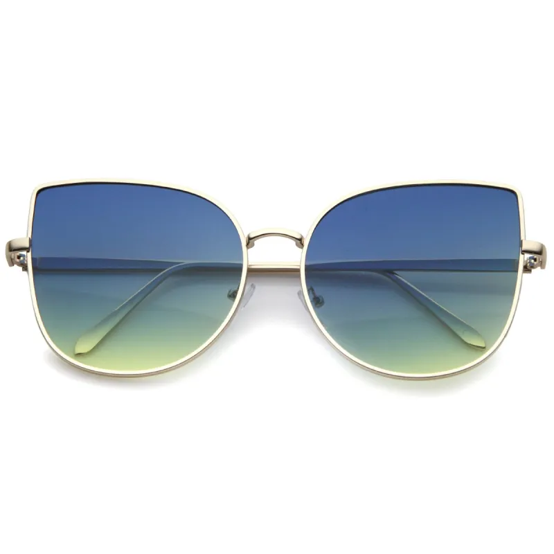 Oversize Gradient Color Flat Lens Cat Eye Sunglasses A853 sold by ZeroUV