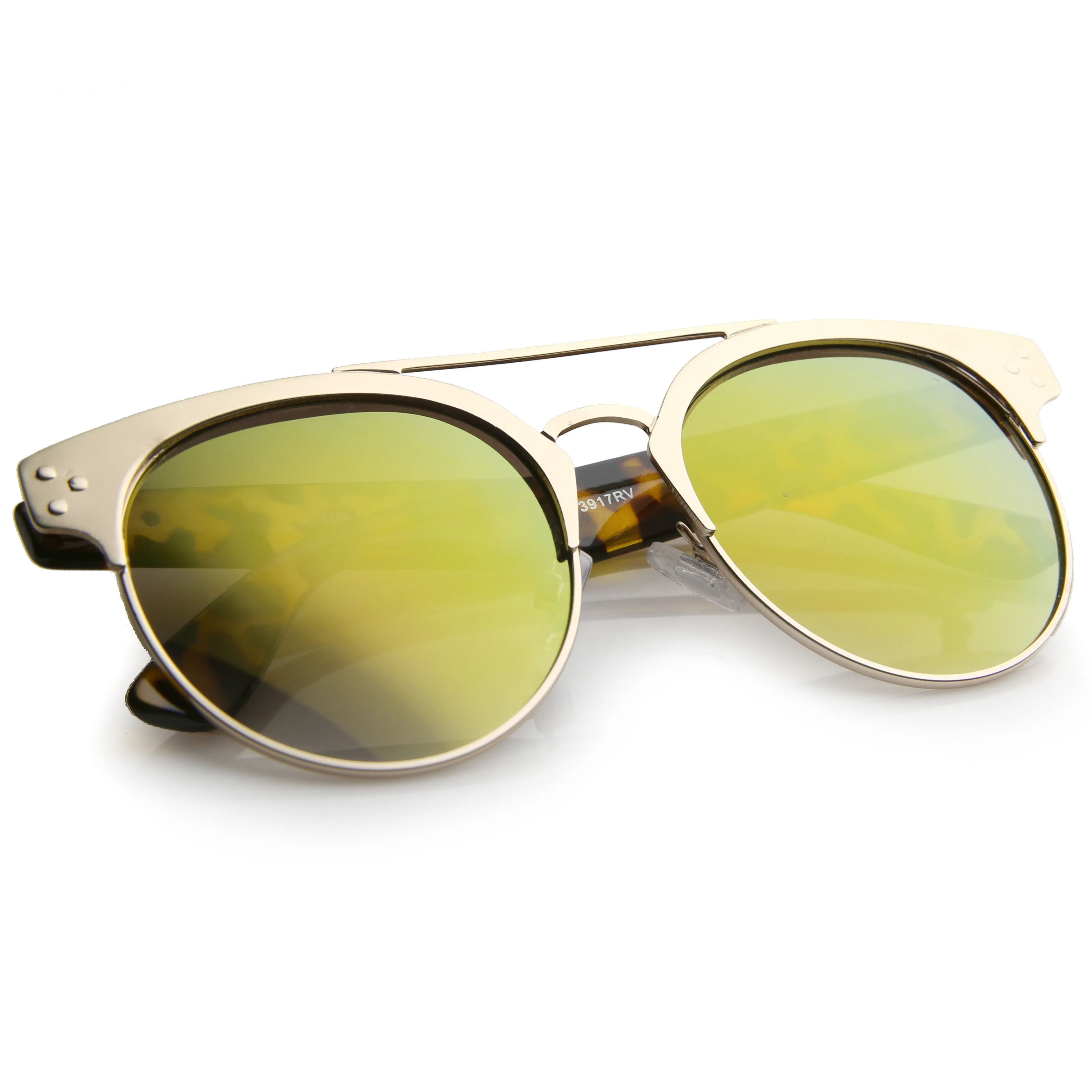 Retro Modern Horned Rim Mirror Lens Sunglasses A496 sold by ZeroUV product image thumbnail 4