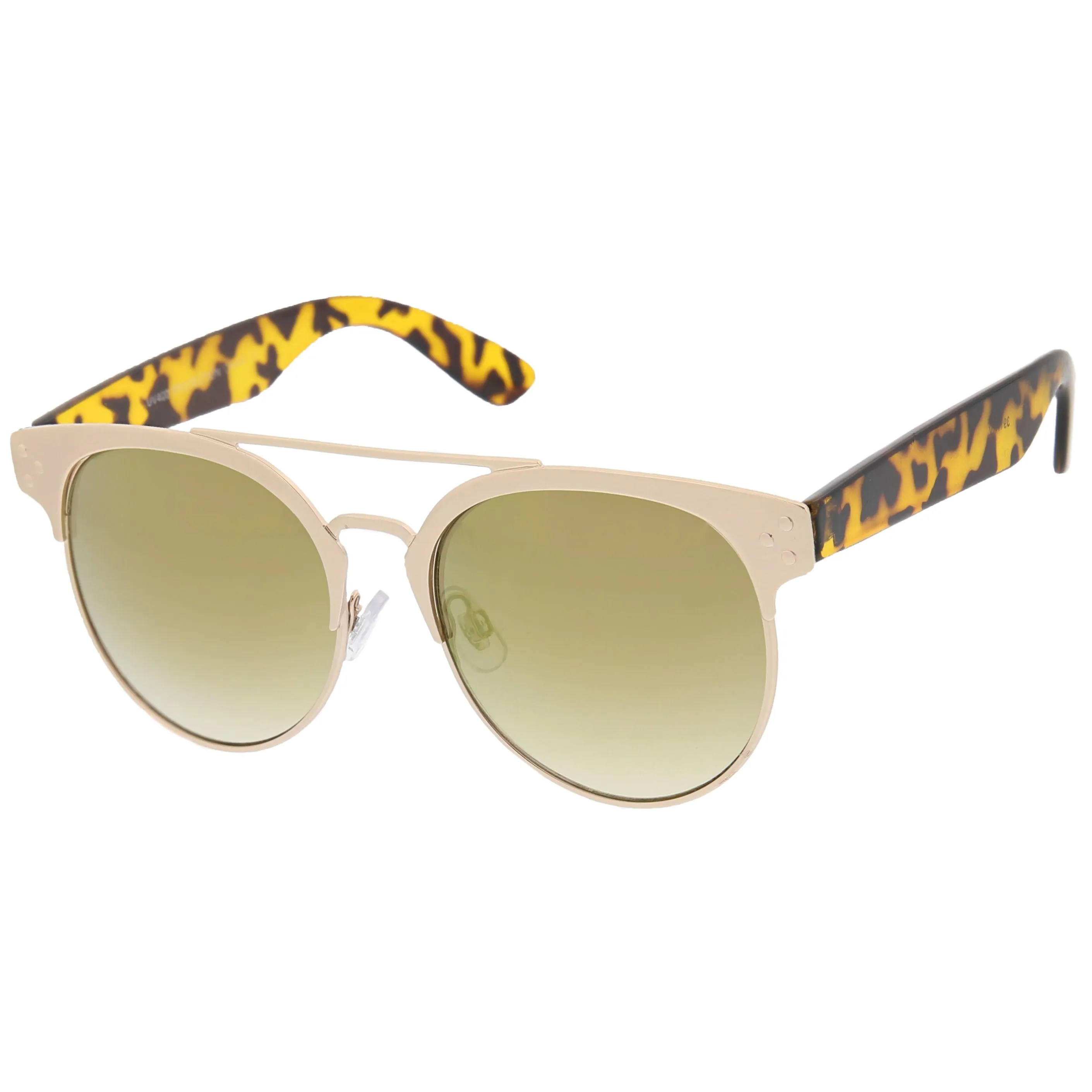 Retro Modern Horned Rim Mirror Lens Sunglasses A496 sold by ZeroUV product image thumbnail 2