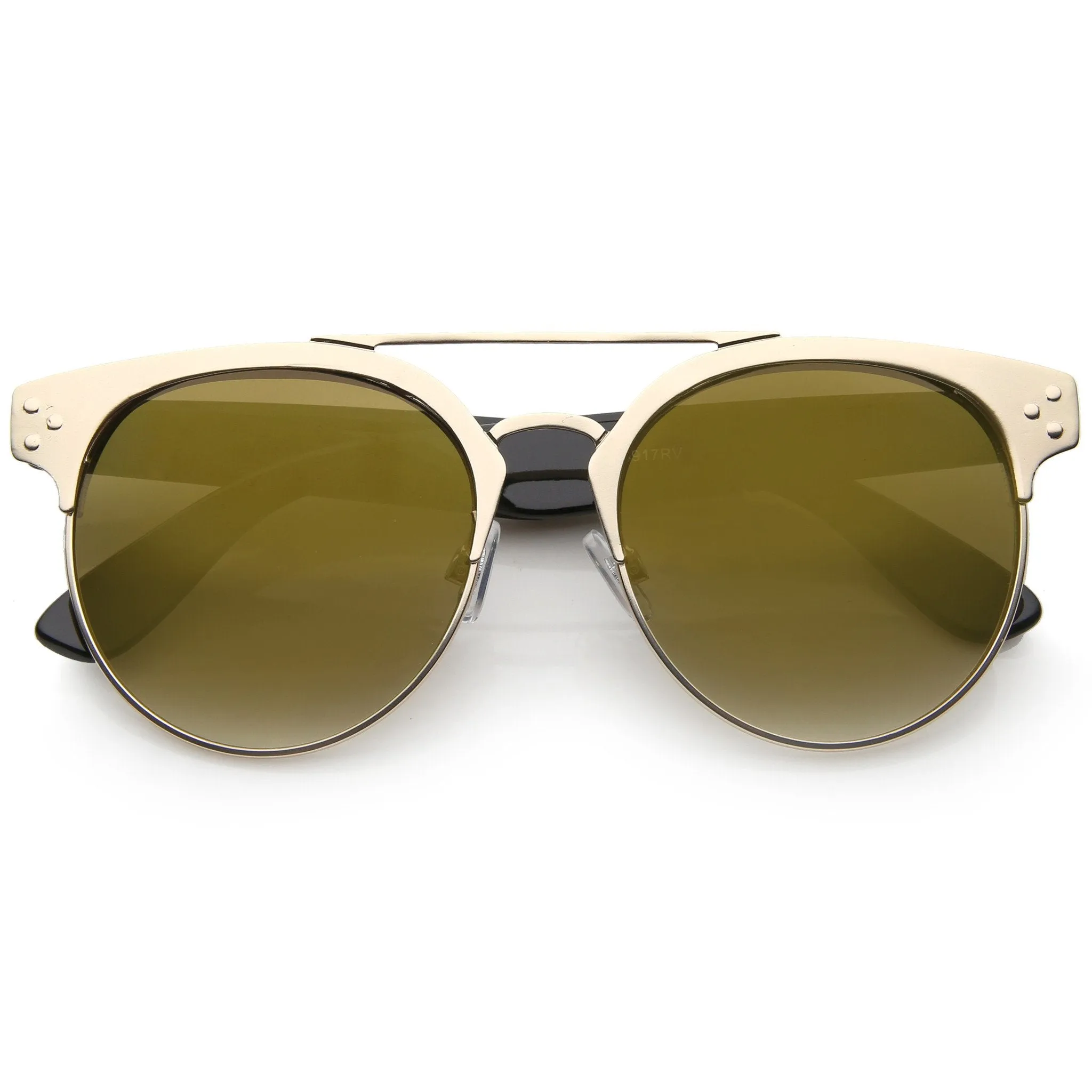 Retro Modern Horned Rim Mirror Lens Sunglasses A496 sold by ZeroUV product image thumbnail 5