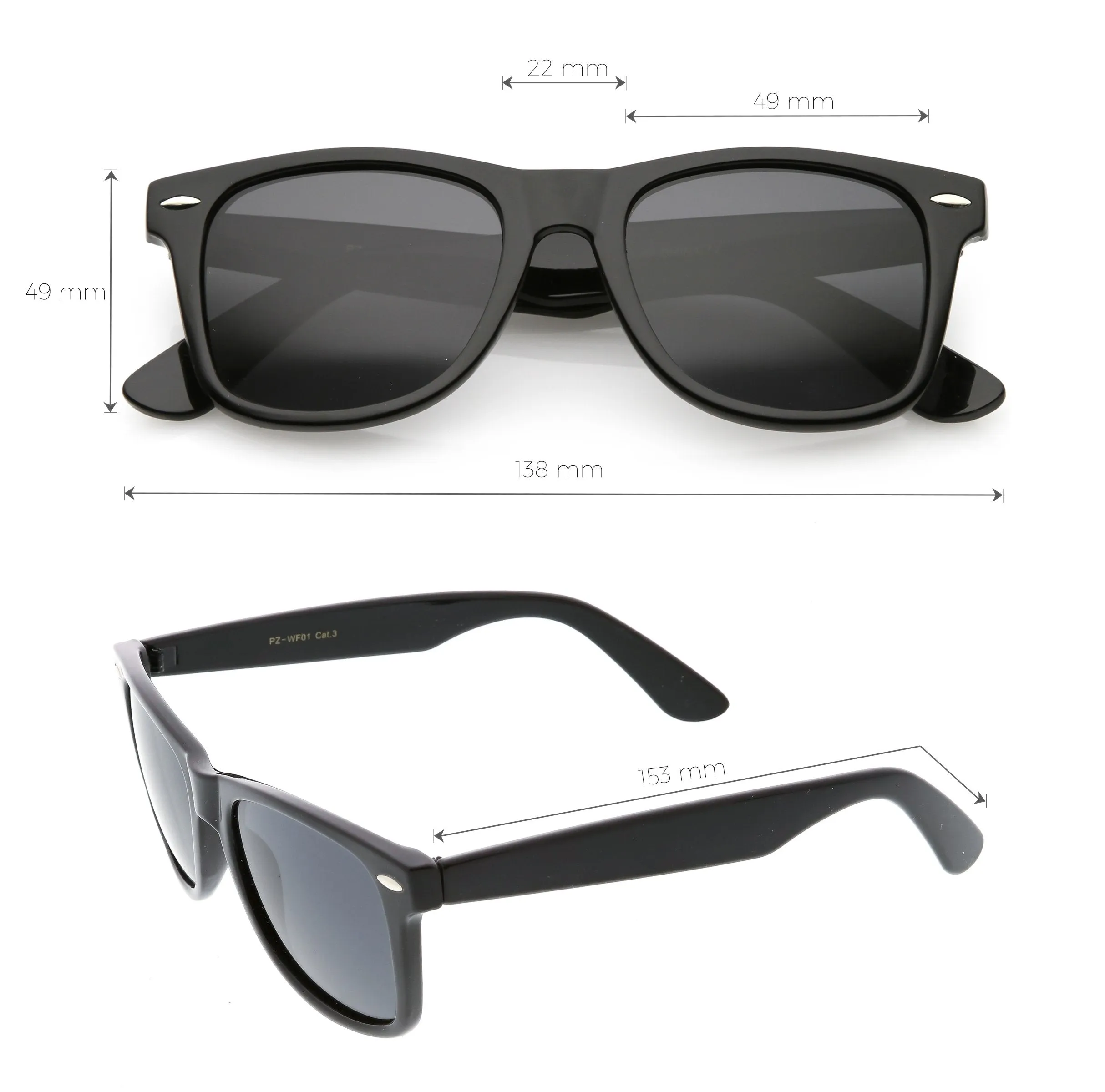 Classic Unisex Polarized Lens Horned Rim Sunglasses A840 sold by ZeroUV product image thumbnail 2