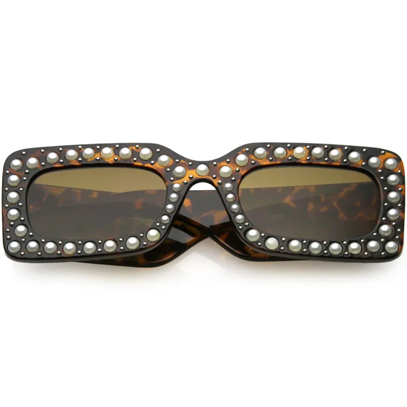 Retro Rectangular Handcrafted Rhinestone Sunglasses C611 sold by ZeroUV