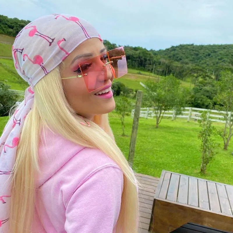 Luxe Rimless Studded Accent Oversize Square Sunglasses D124 sold by ZeroUV product image thumbnail 5