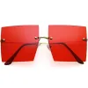 Luxe Rimless Studded Accent Oversize Square Sunglasses D124 sold by ZeroUV
