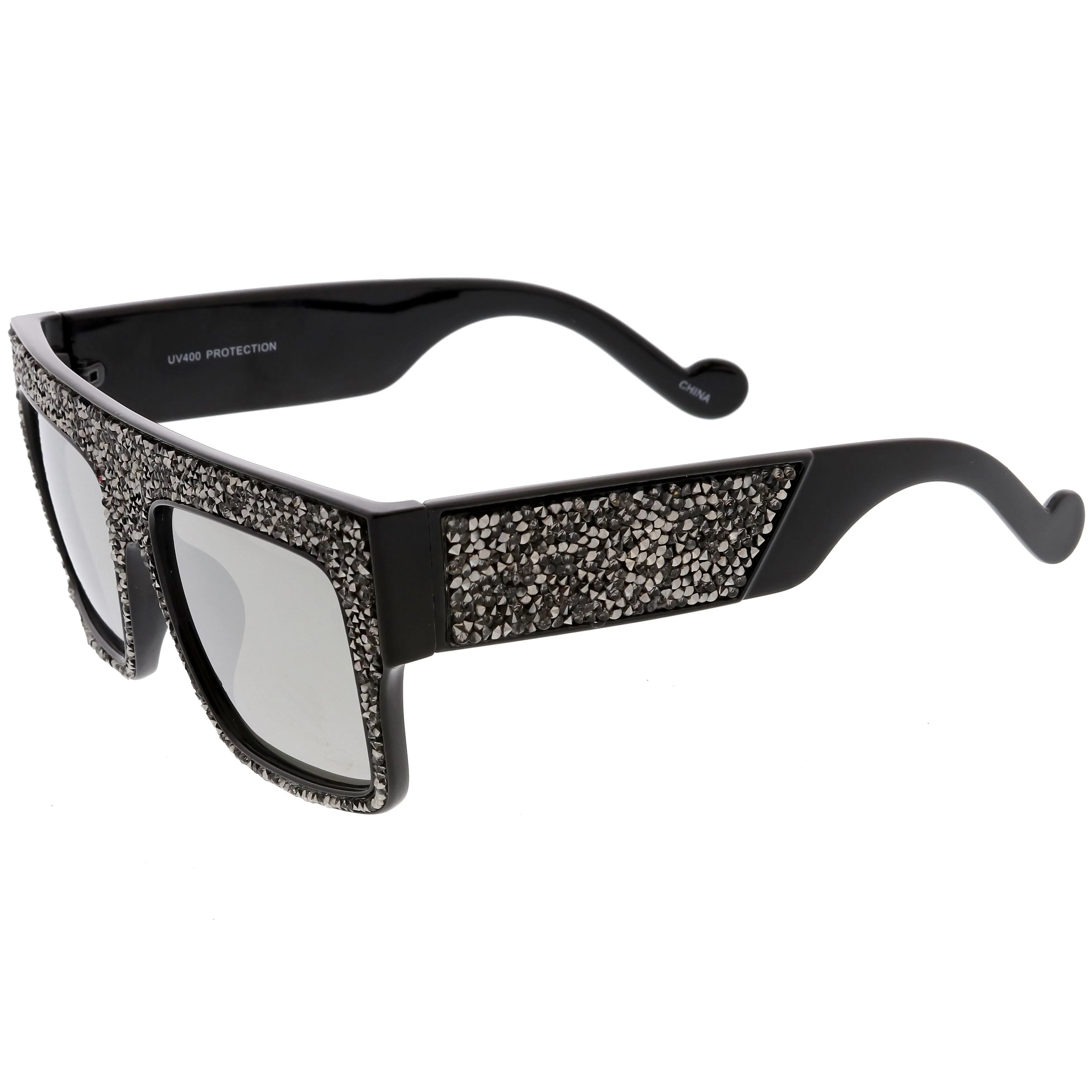 Women's Crystal Rhinestone Flat Top Mirrored Lens Sunglasses C880 sold by ZeroUV product image thumbnail 5