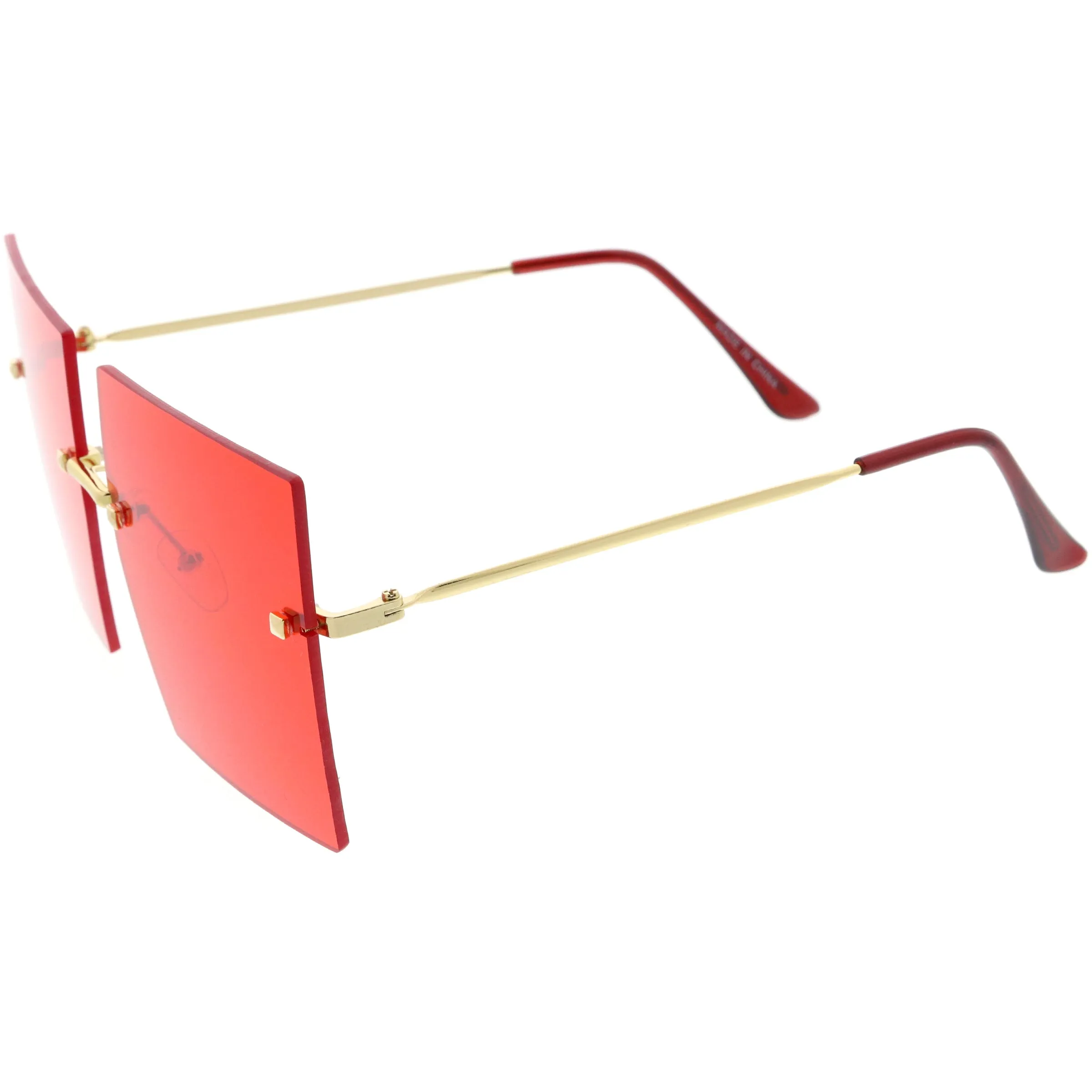 Luxe Rimless Studded Accent Oversize Square Sunglasses D124 sold by ZeroUV product image thumbnail 3