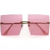Luxe Rimless Studded Accent Oversize Square Sunglasses D124 sold by ZeroUV