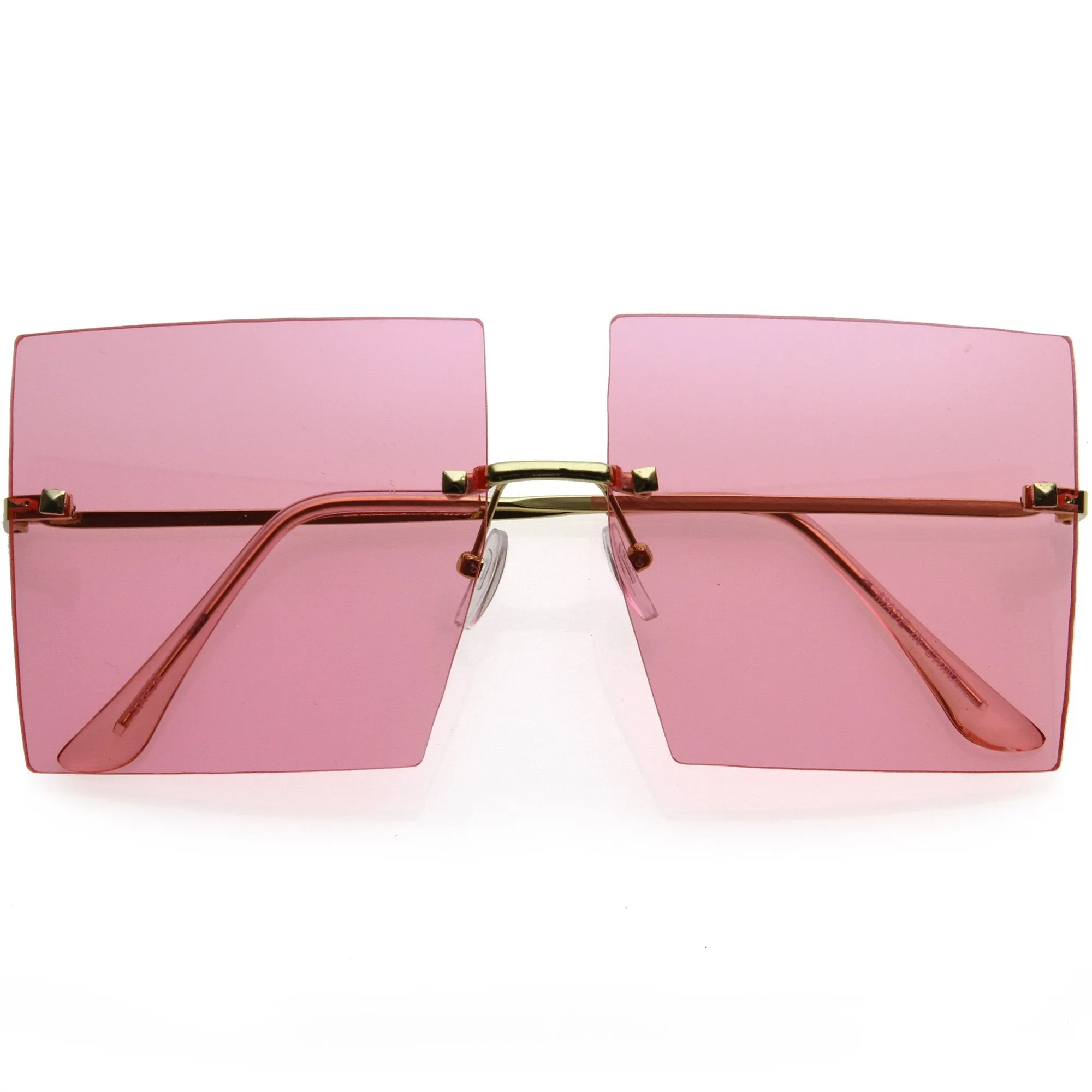Luxe Rimless Studded Accent Oversize Square Sunglasses D124 sold by ZeroUV product image thumbnail 4