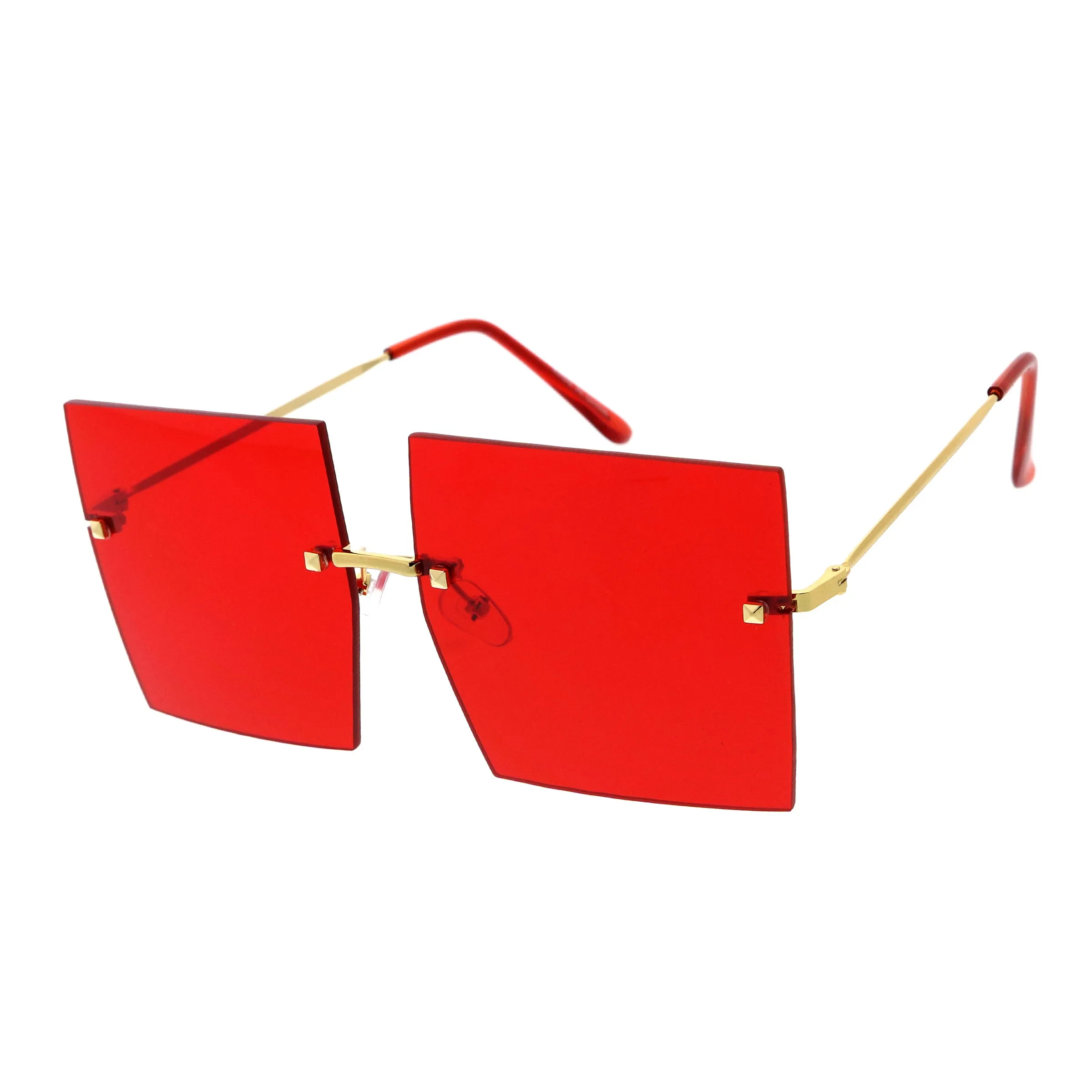Luxe Rimless Studded Accent Oversize Square Sunglasses D124 sold by ZeroUV product image thumbnail 2