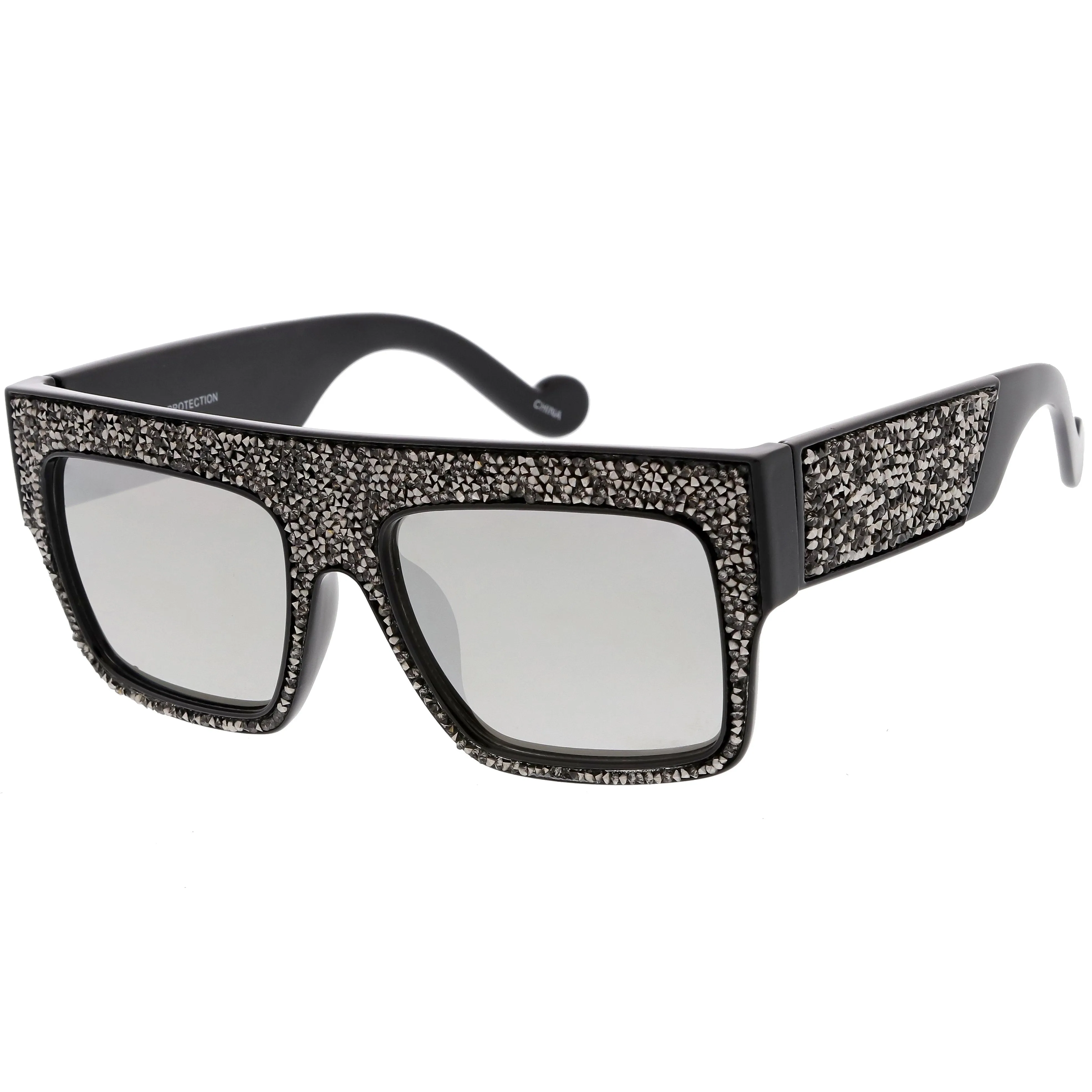 Women's Crystal Rhinestone Flat Top Mirrored Lens Sunglasses C880 sold by ZeroUV product image thumbnail 4