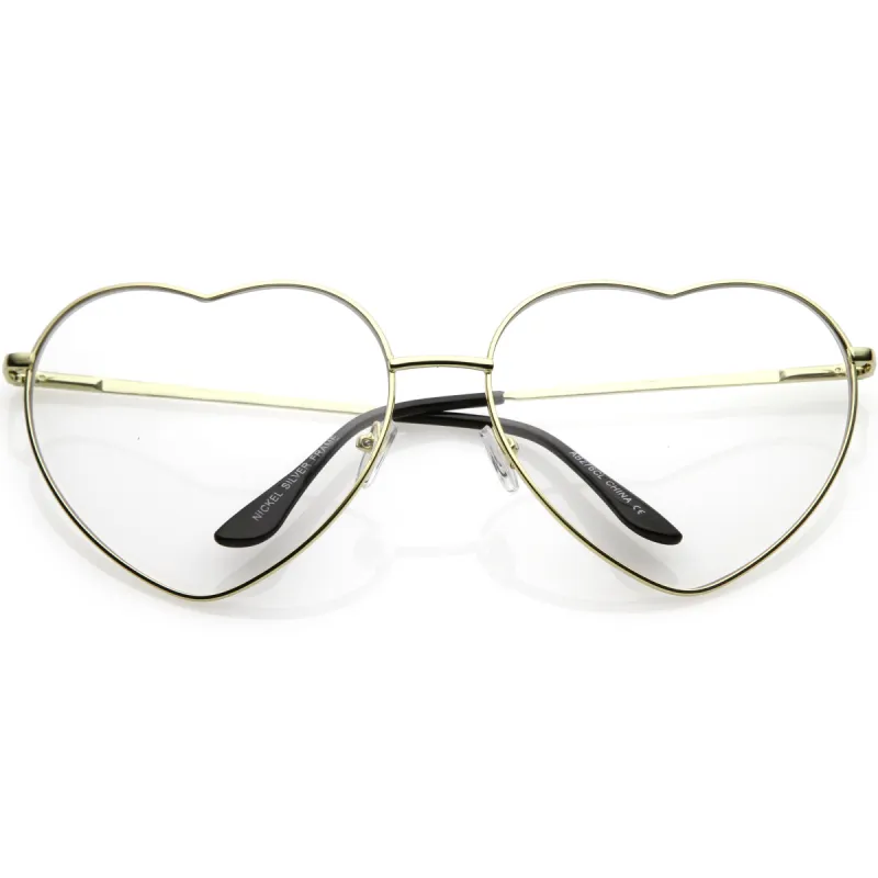 Oversize Women's Festival Heart Shape Clear Lens Glasses C304 sold by ZeroUV