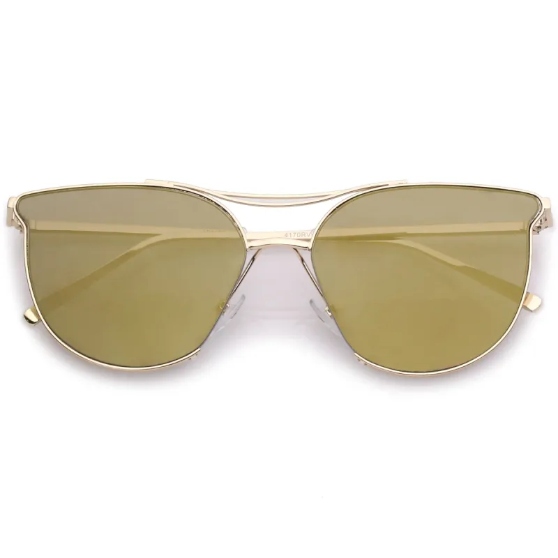Retro Modern Mirrored Flat Lens Aviator Sunglasses A933 sold by ZeroUV