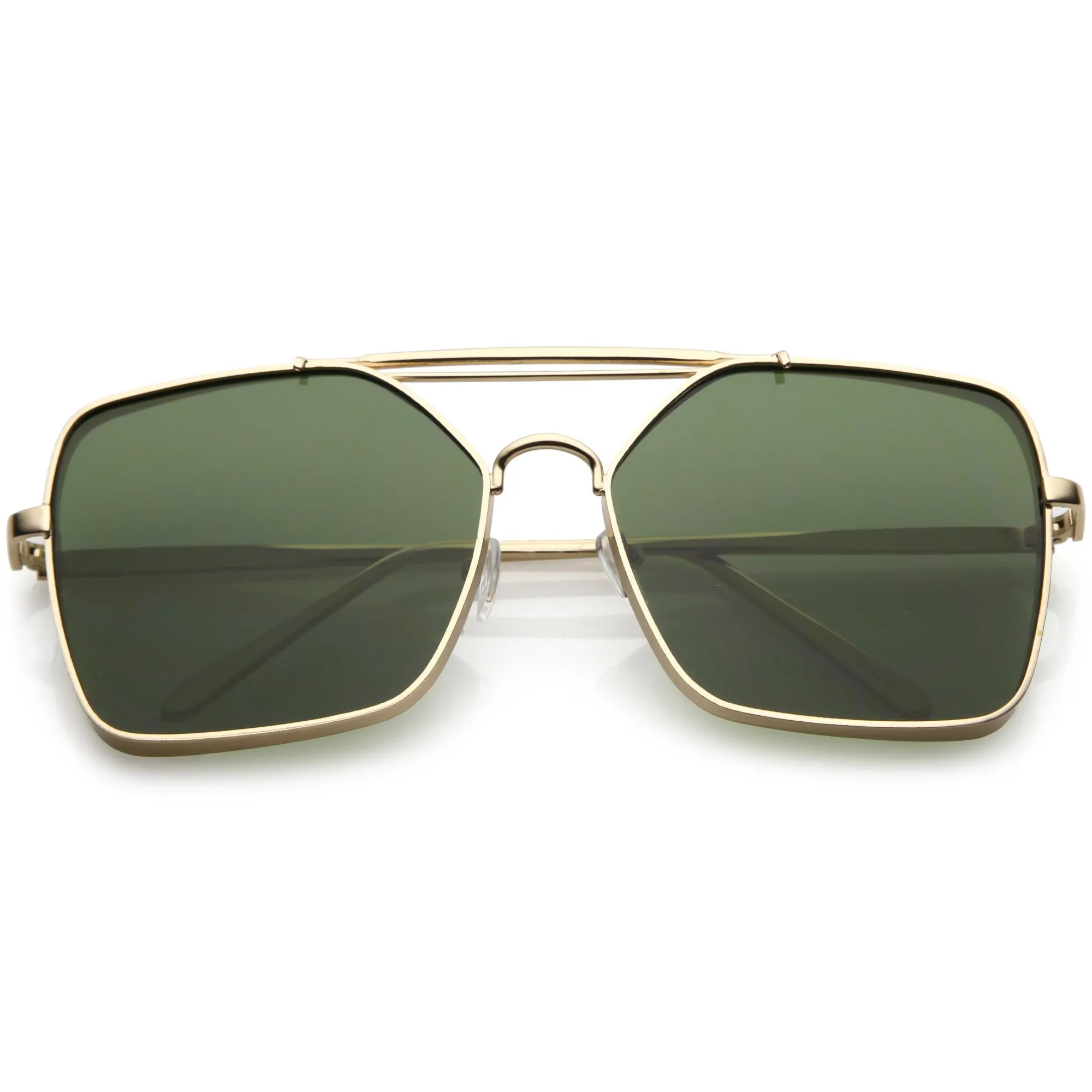 Retro Modern Square Reinforced Metal Flat Lens Aviator Sunglasses C161 sold by ZeroUV product image thumbnail 5