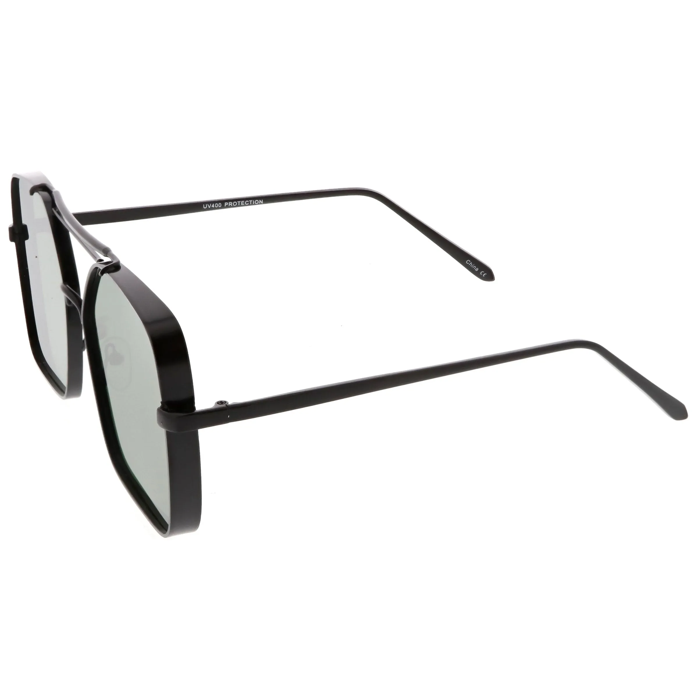 Retro Modern Square Reinforced Metal Flat Lens Aviator Sunglasses C161 sold by ZeroUV product image thumbnail 3