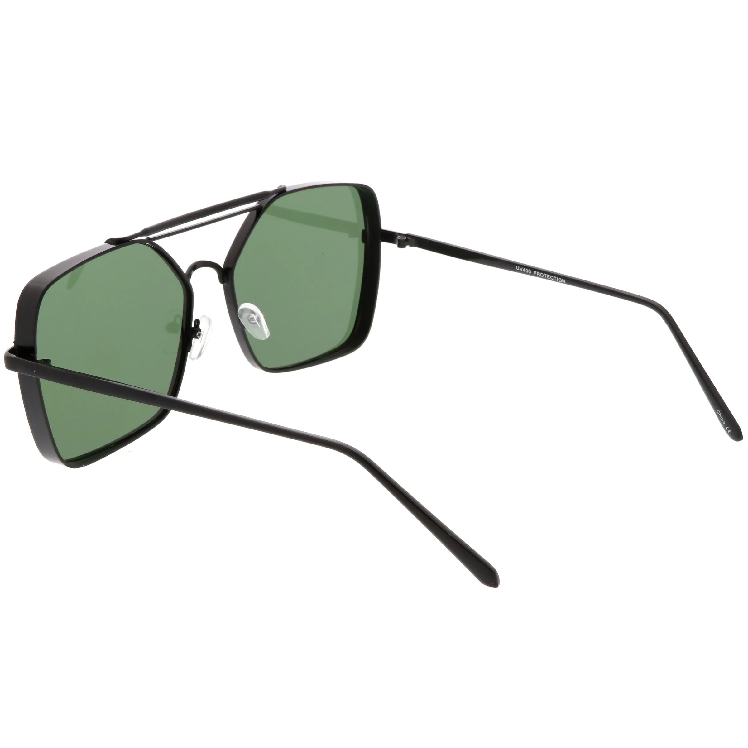 Retro Modern Square Reinforced Metal Flat Lens Aviator Sunglasses C161 sold by ZeroUV product image thumbnail 4