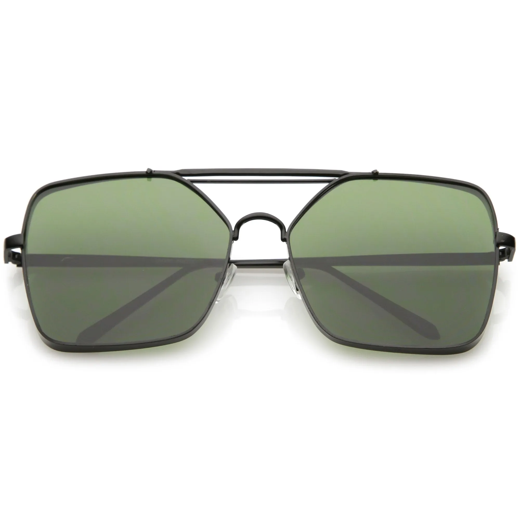 Retro Modern Square Reinforced Metal Flat Lens Aviator Sunglasses C161 sold by ZeroUV