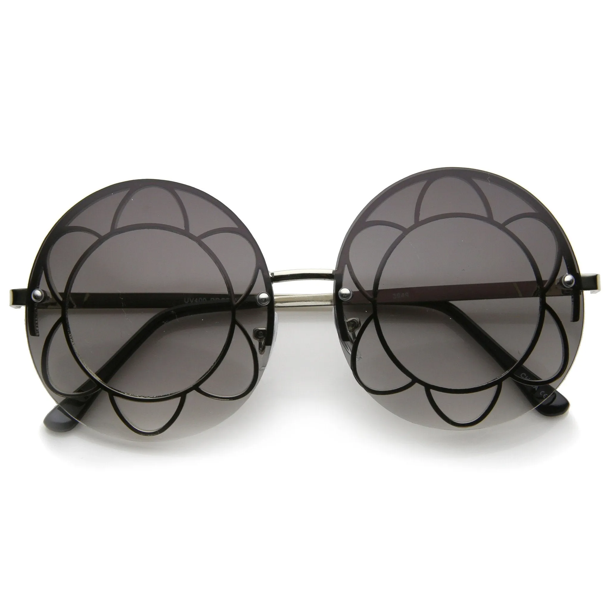 Women's Oversize Round Floral Rimless Frame A520 sold by ZeroUV product image thumbnail 3