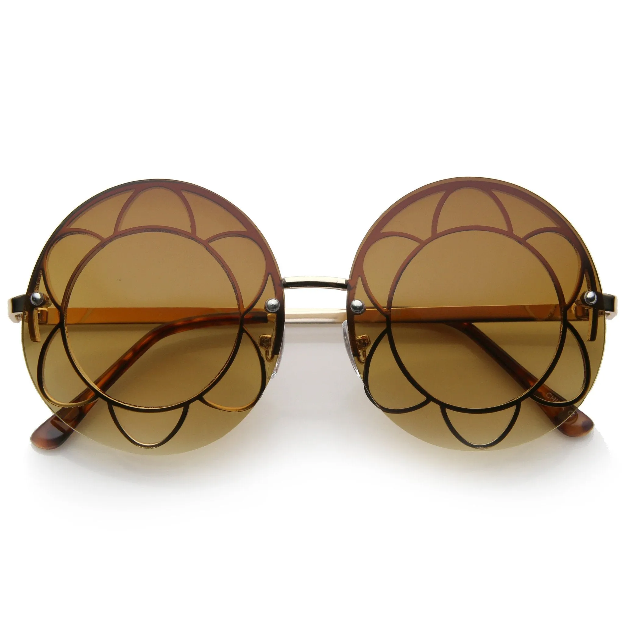 Women's Oversize Round Floral Rimless Frame A520 sold by ZeroUV product image thumbnail 4