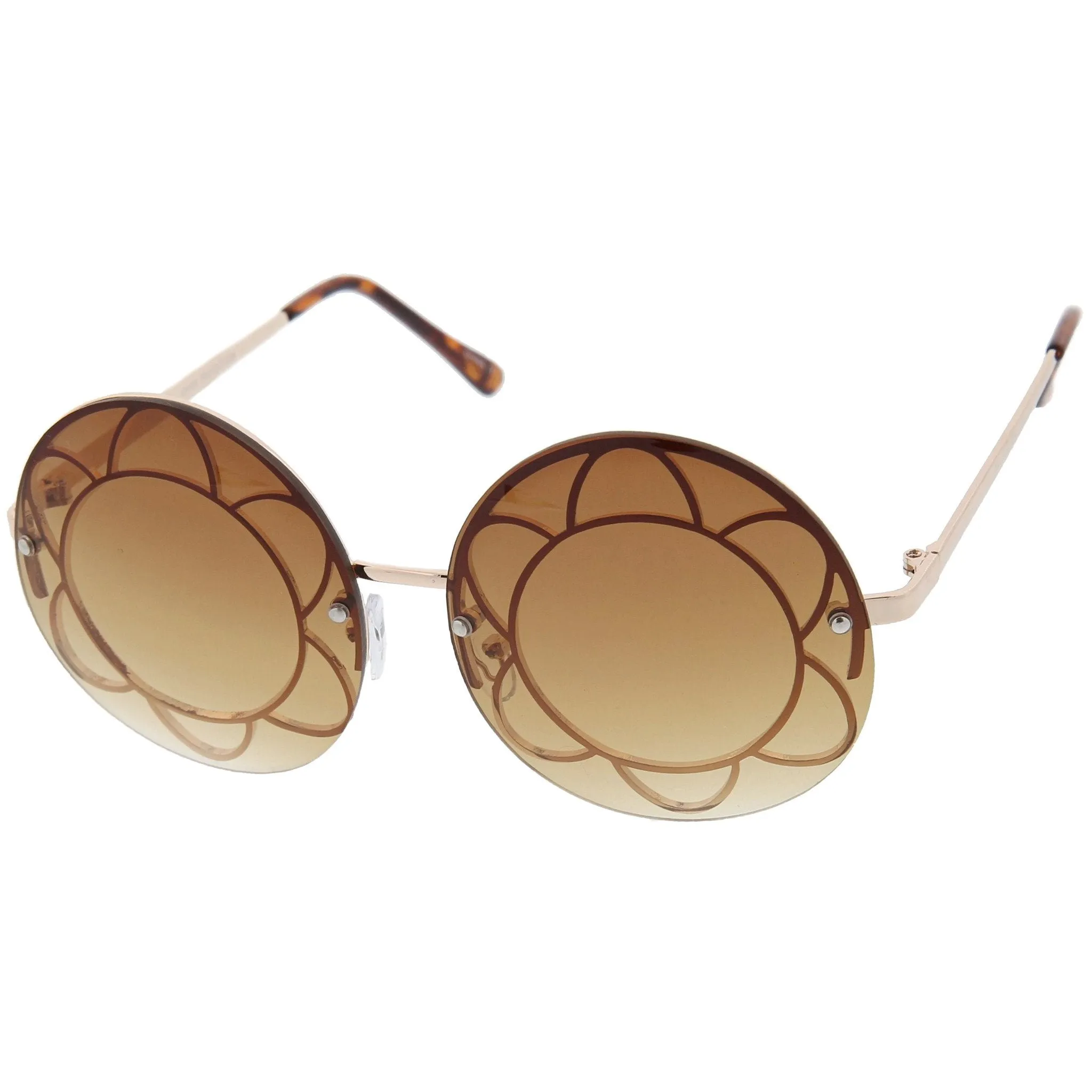 Women's Oversize Round Floral Rimless Frame A520 sold by ZeroUV product image thumbnail 5