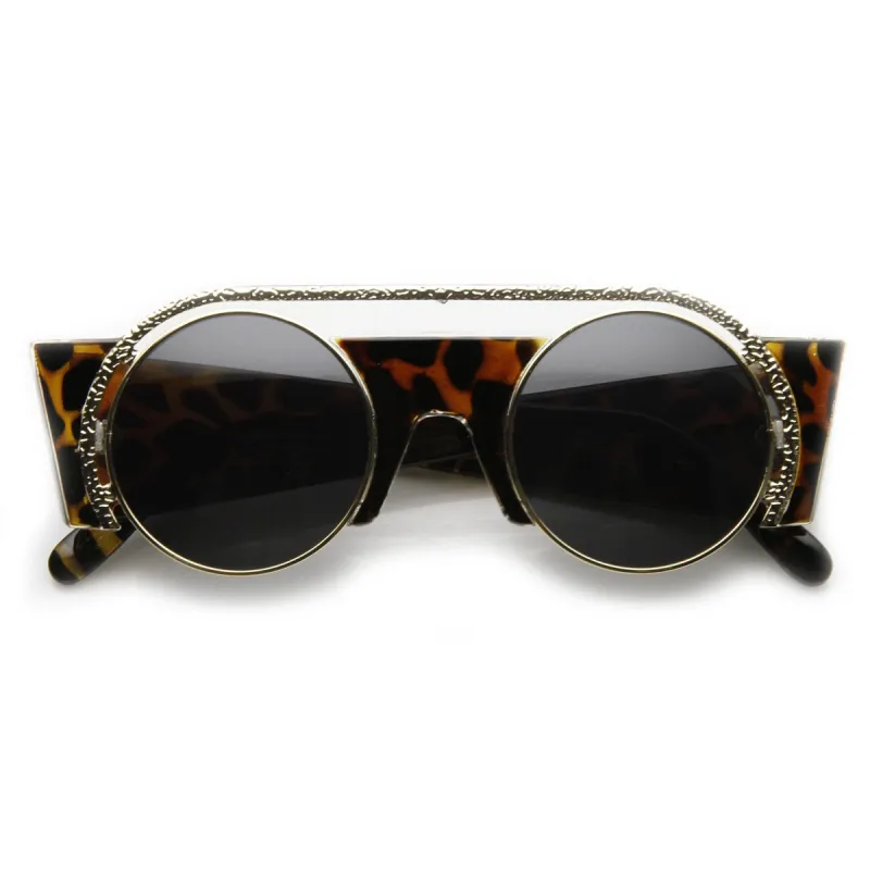 Womens Exquisite Fashion Round Cut Out Trim Geometric Retro Sunglasses 9266 sold by ZeroUV