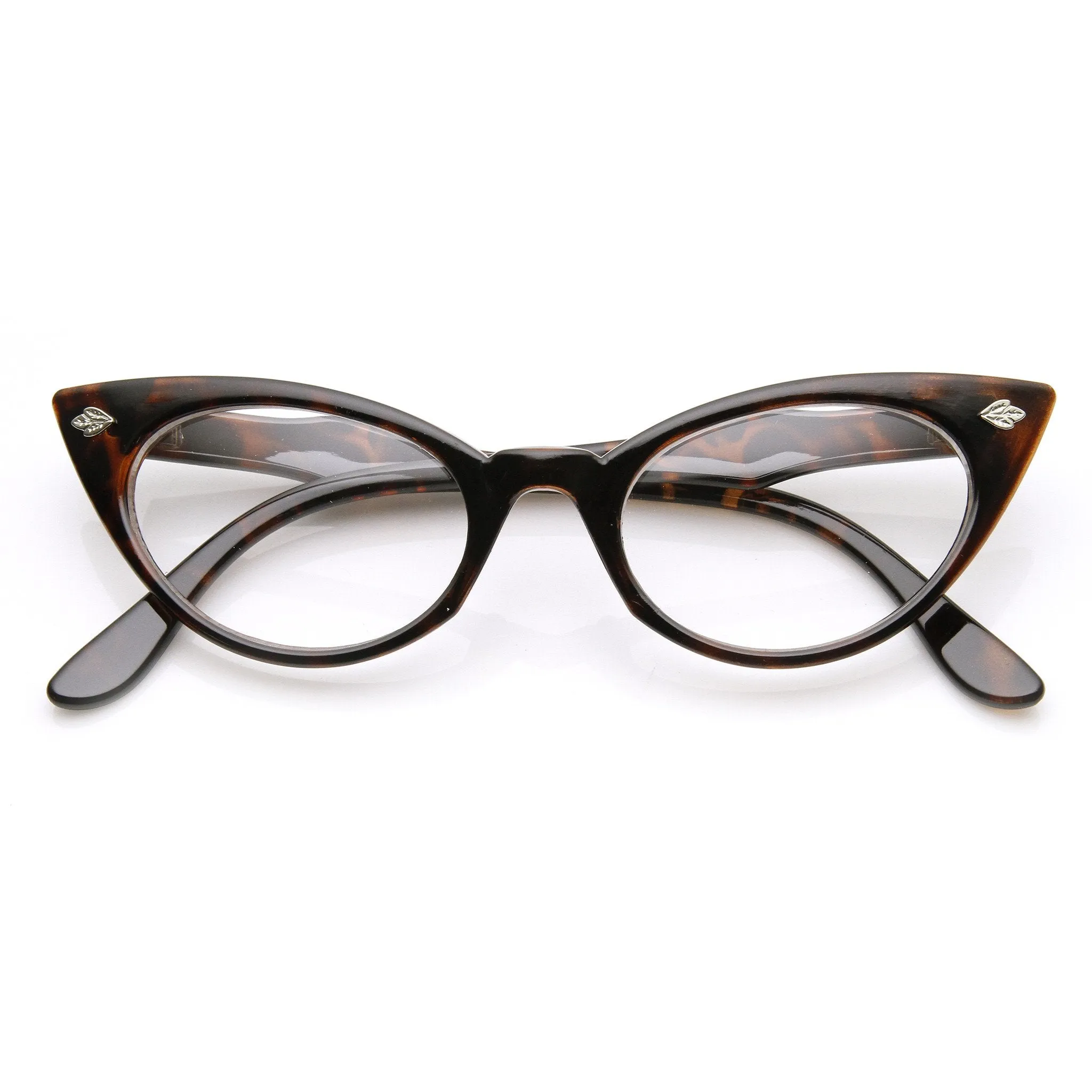 Womens 1960's Fashion Leaf Accent Cat Eye Clear Lens Glasses 9314 sold by ZeroUV
