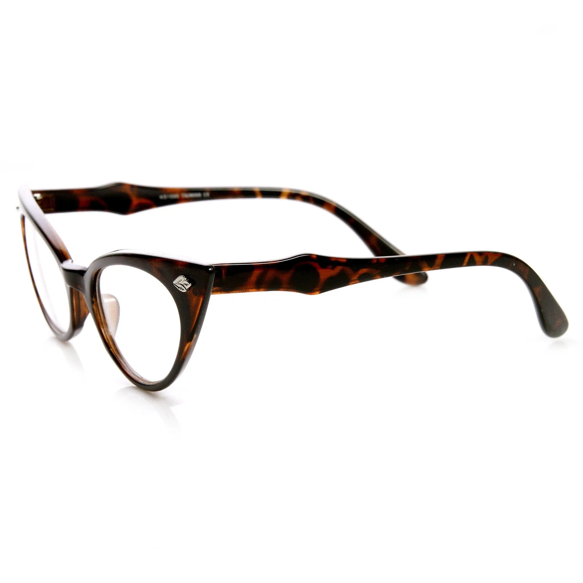 Womens 1960's Fashion Leaf Accent Cat Eye Clear Lens Glasses 9314 sold by ZeroUV product image thumbnail 3