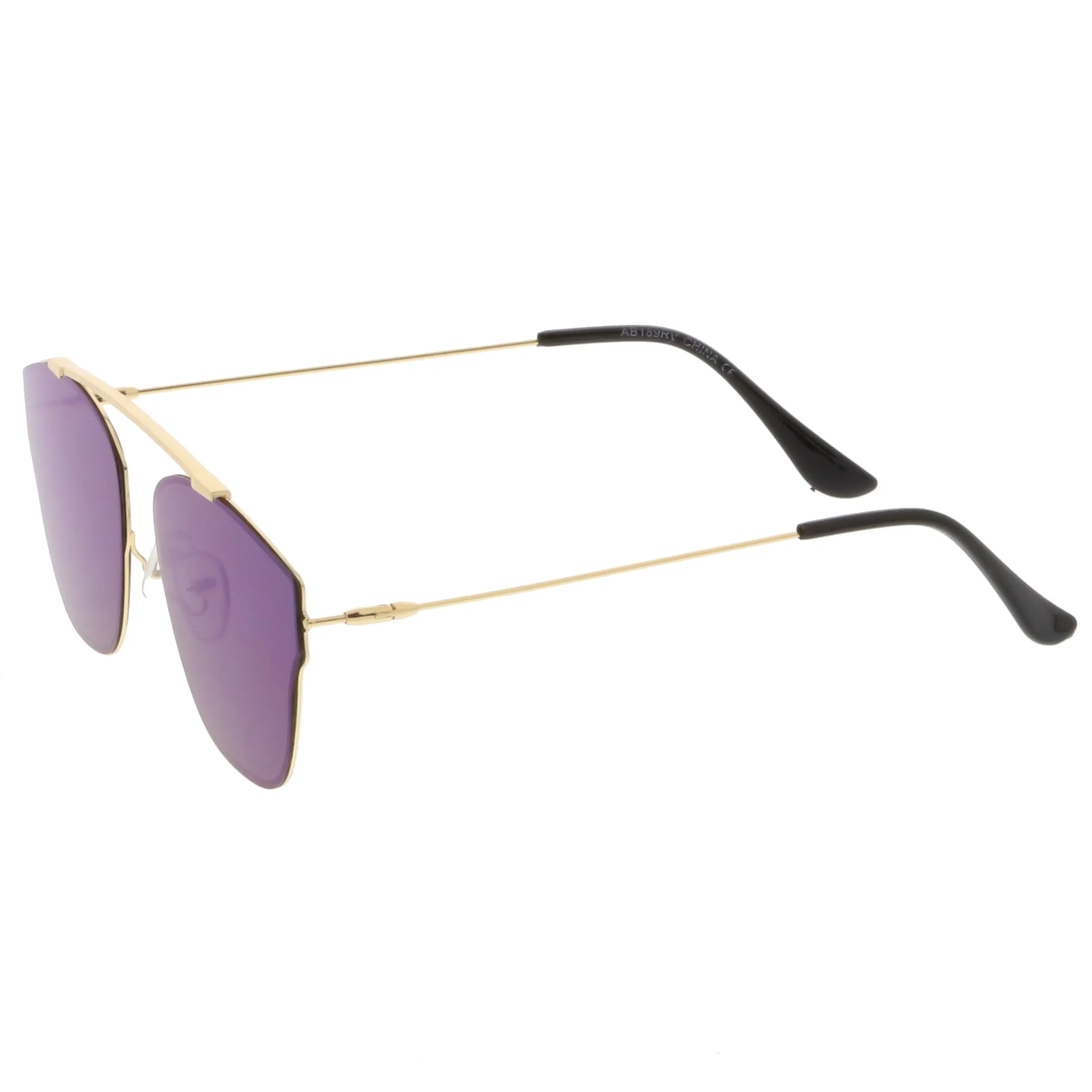Ulture Slim Modern metal Crossbar Mirror Flat Lens Sunglasses A652 sold by ZeroUV product image thumbnail 3