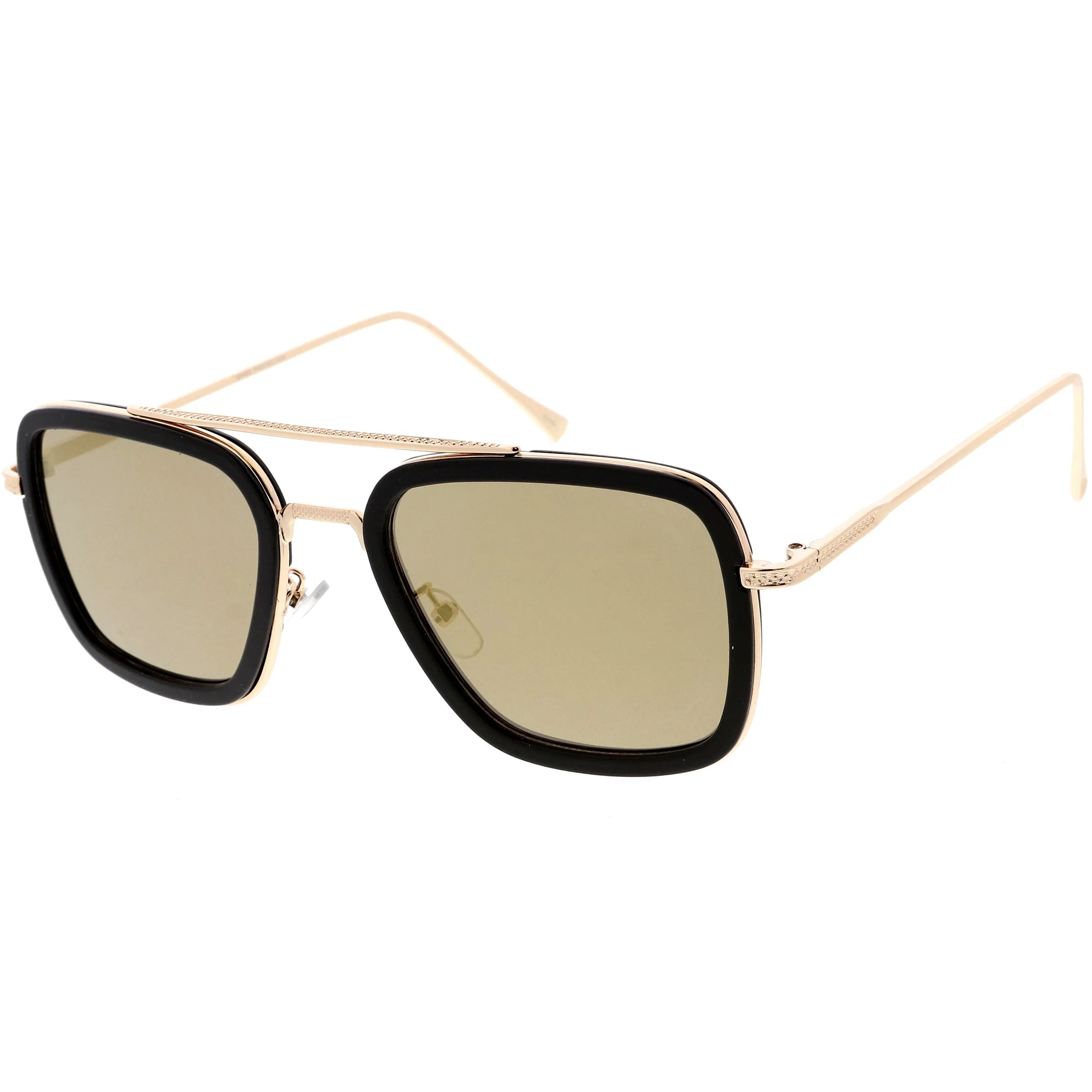 Stark Flight Superhero Pilot Metal Crossbar Accent Square Sunglasses C994 sold by ZeroUV product image thumbnail 2