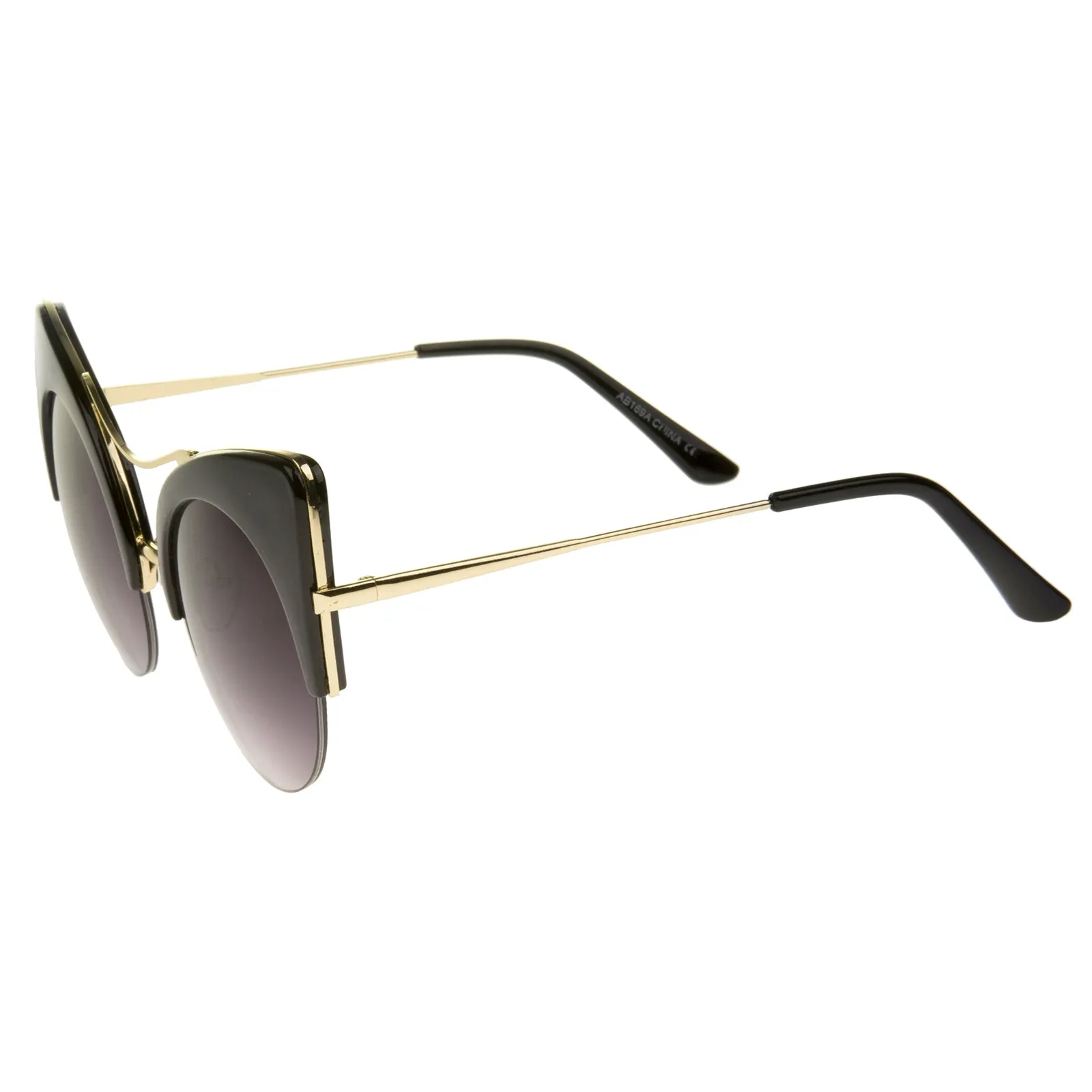 High Pointed Half-frame Flat Lens Round Cat Eye Sunglasses A267 sold by ZeroUV product image thumbnail 3