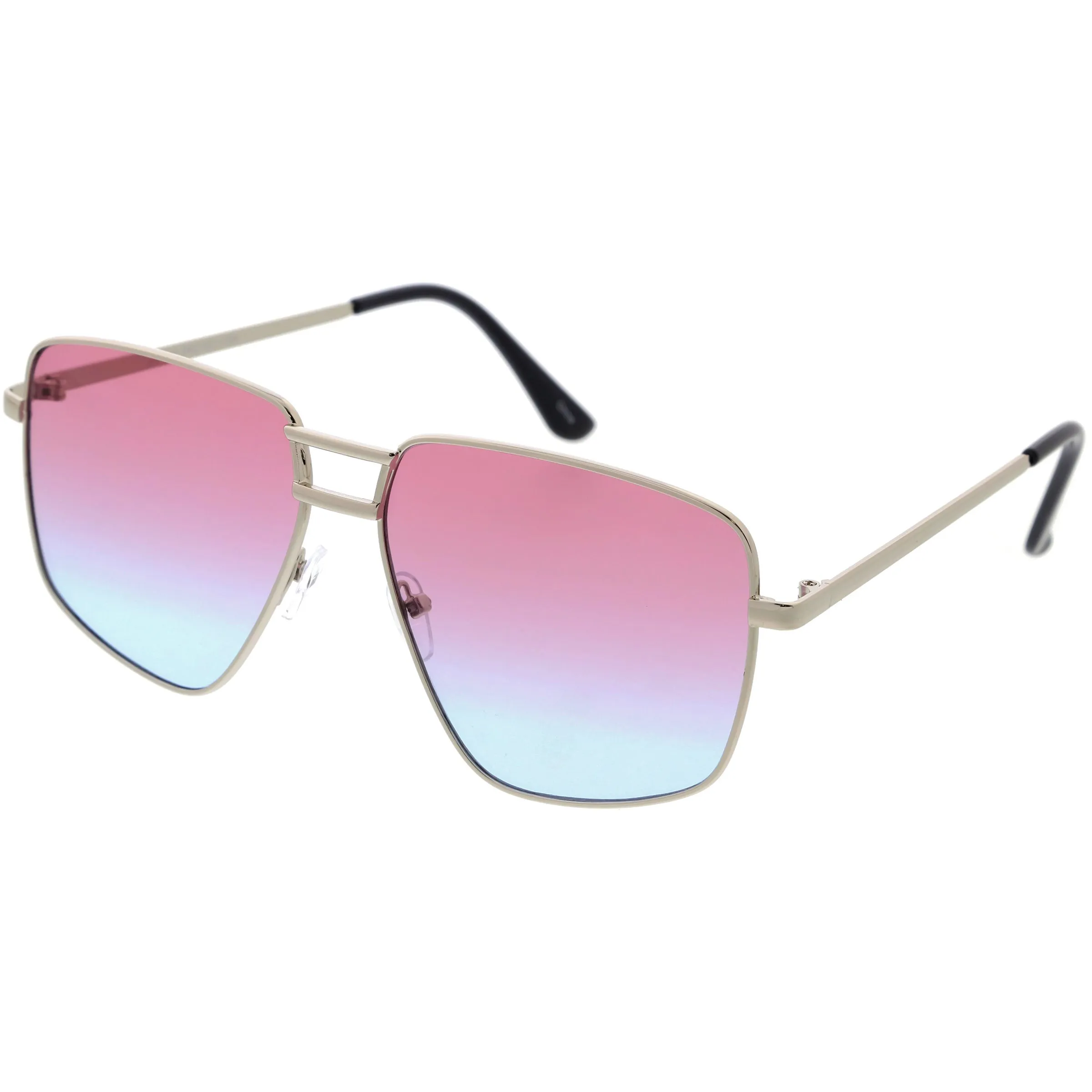 Sleek Retro-Inspired Gradient Lens Square Aviator Sunglasses D316 sold by ZeroUV product image thumbnail 5