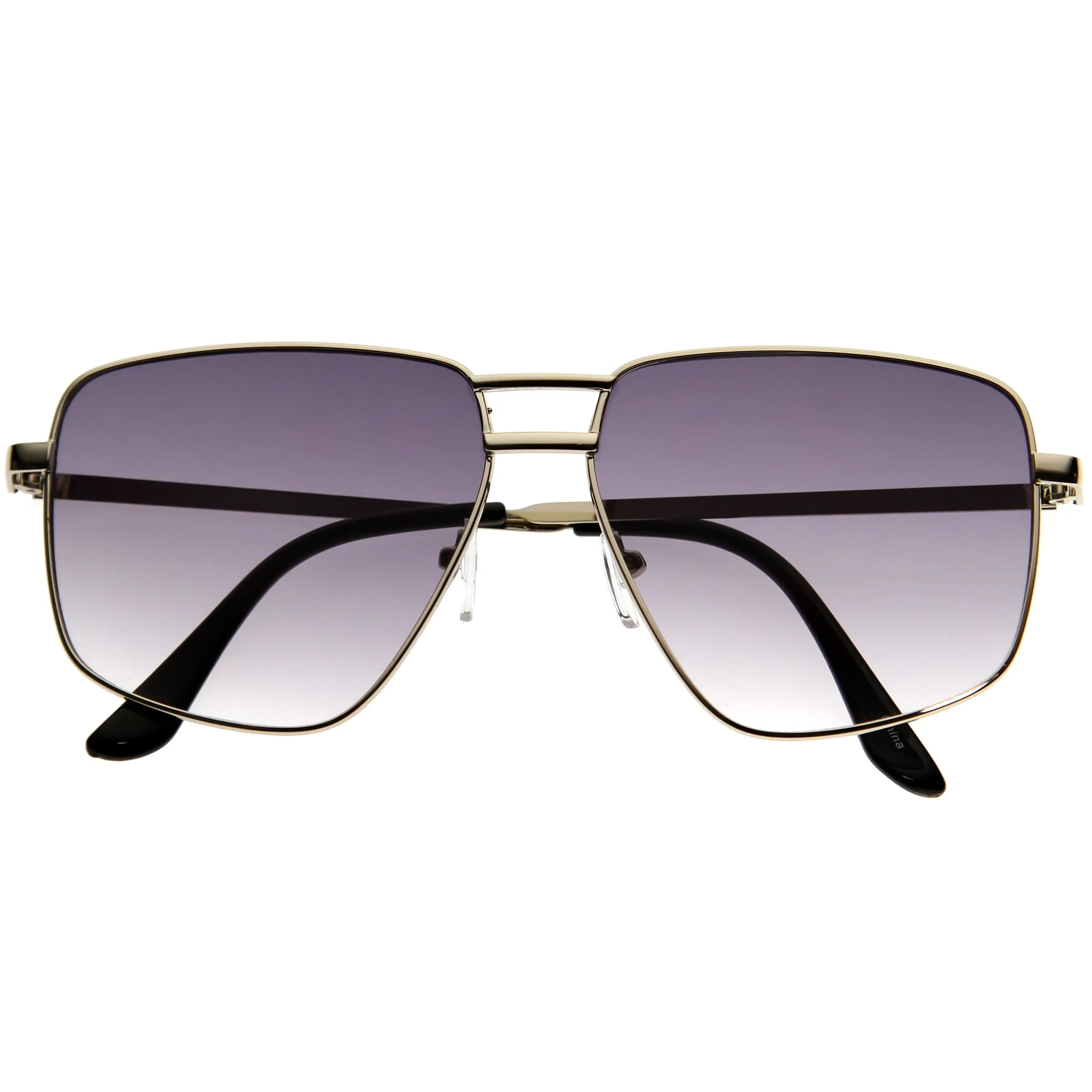 Sleek Retro-Inspired Gradient Lens Square Aviator Sunglasses D316 sold by ZeroUV
