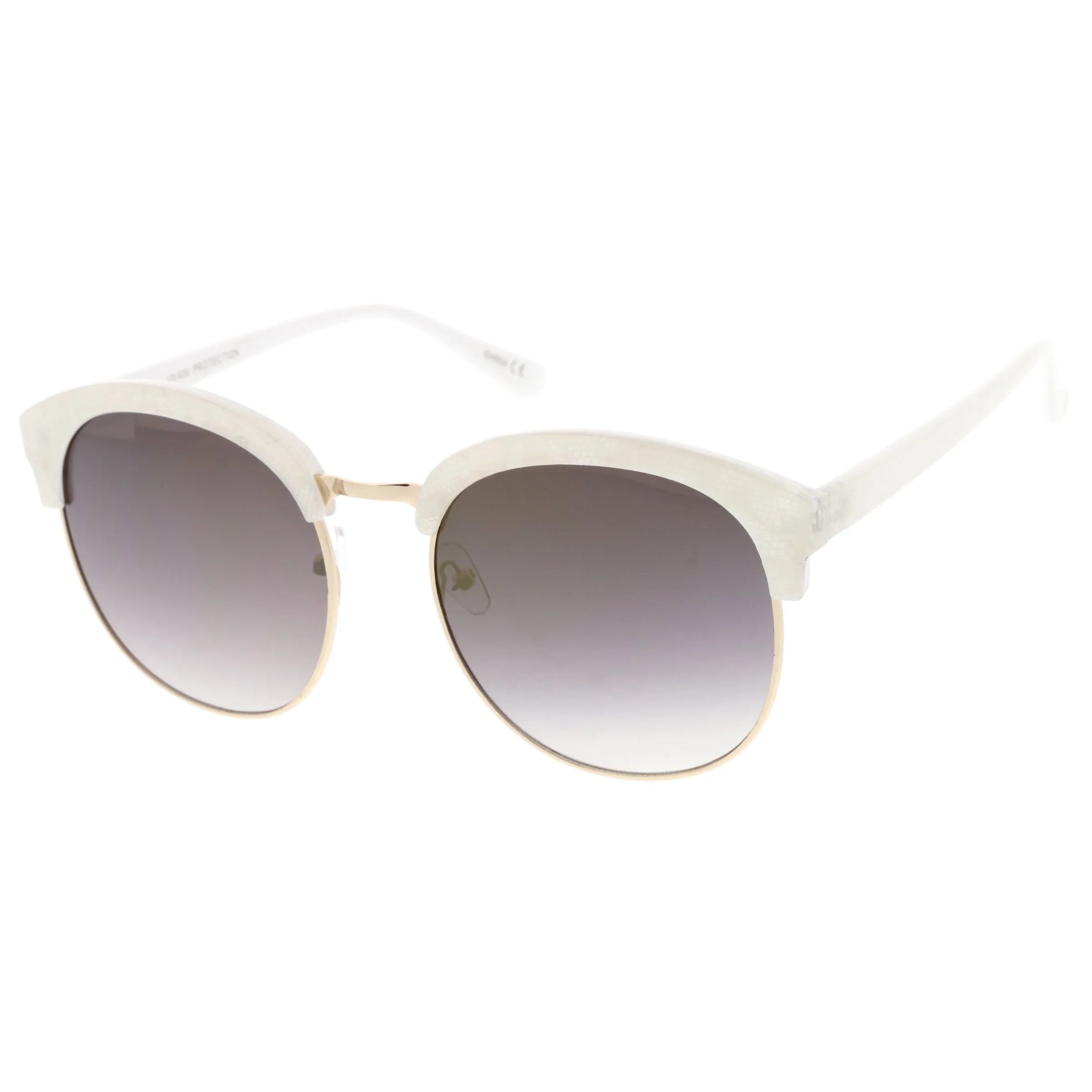 Oversize Metallic Lace Pattern Mirrored Lens Half Frame Sunglasses A548 sold by ZeroUV product image thumbnail 2
