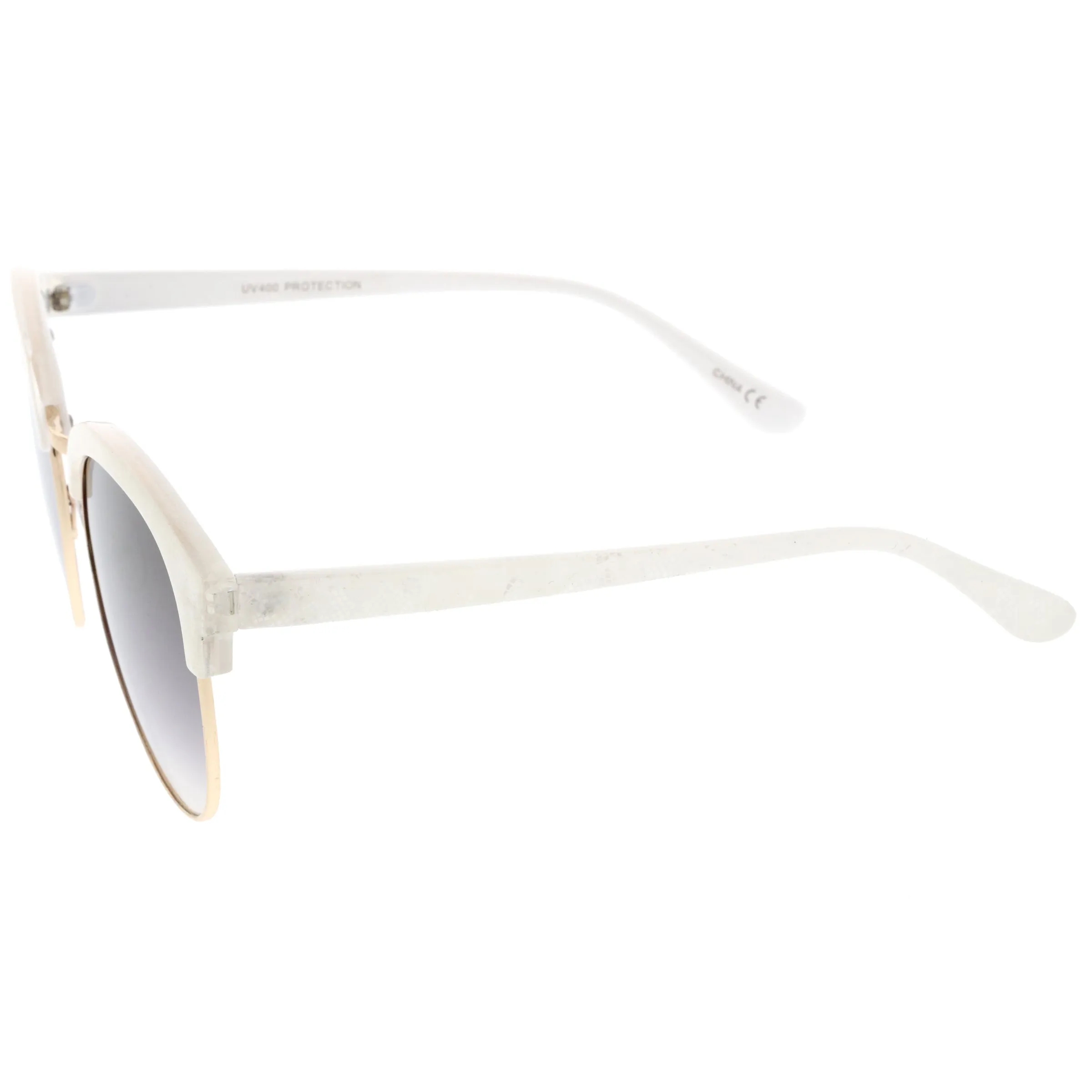 Oversize Metallic Lace Pattern Mirrored Lens Half Frame Sunglasses A548 sold by ZeroUV product image thumbnail 3