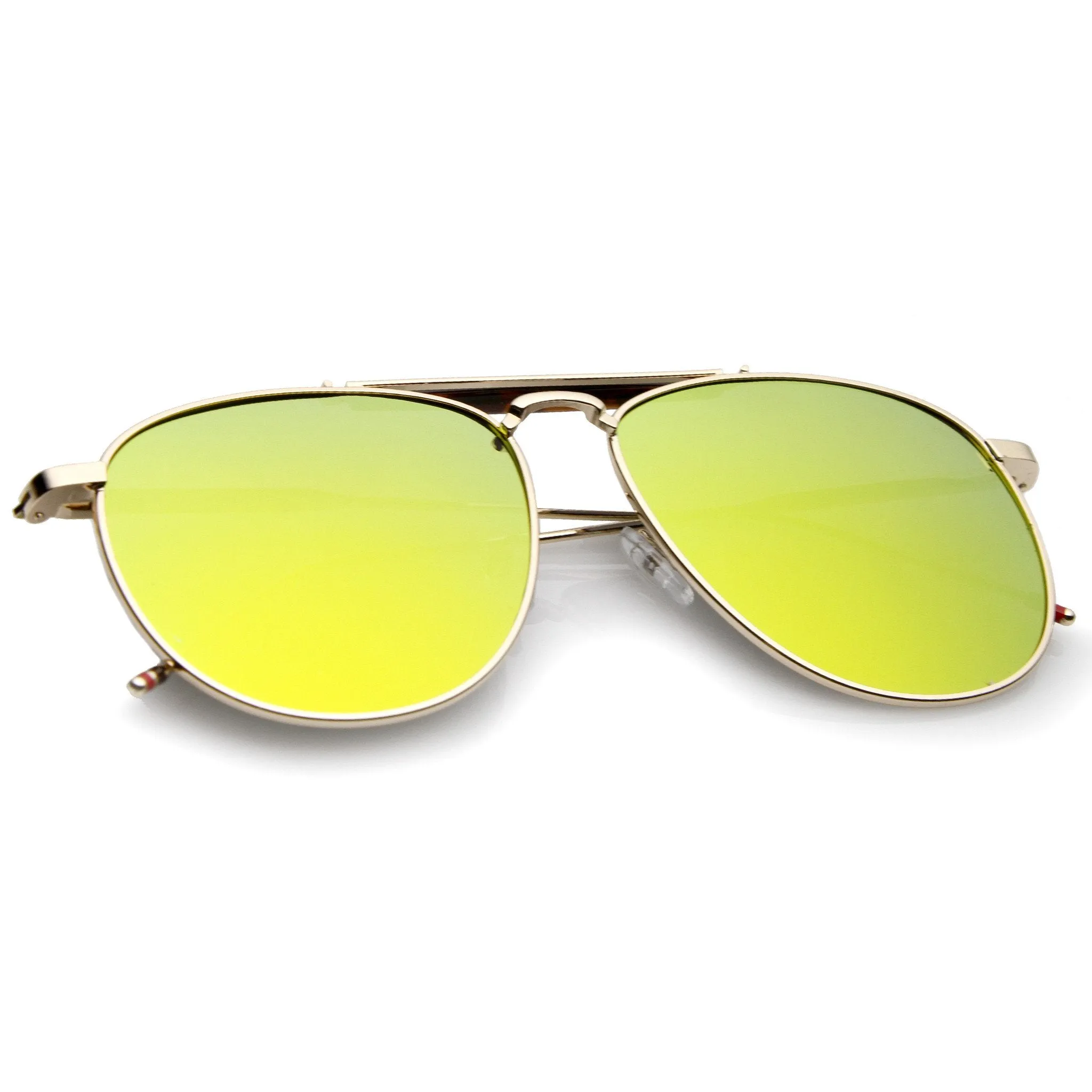 Oversize Round Mirrored Flat Lens Aviator Sunglasses A797 sold by ZeroUV product image thumbnail 4