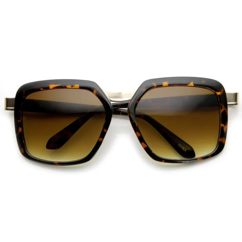 Luxury Womens Fashion Metal Temple Oversize Square Sunglasses 9164 sold by ZeroUV