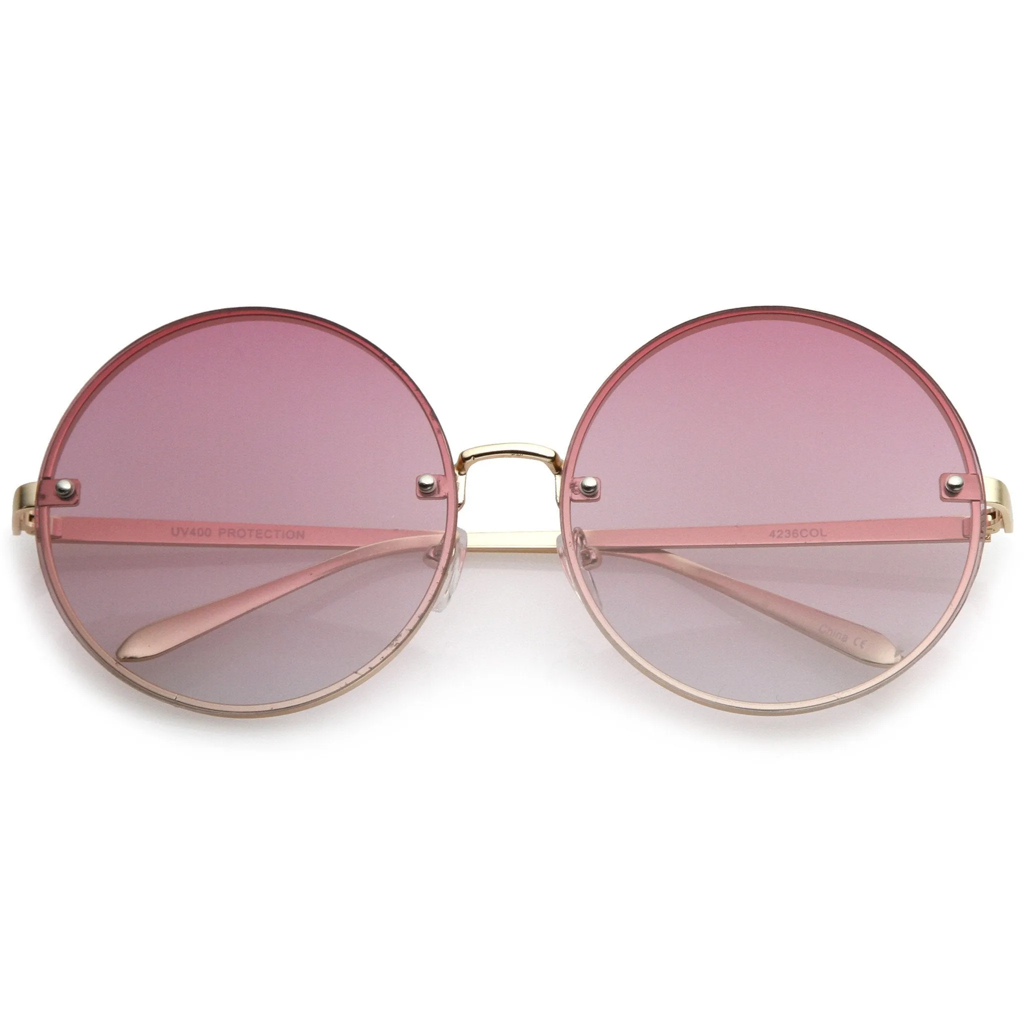 Women's Oversize Indie Gradient Flat Lens Round Sunglasses A892 sold by ZeroUV product image thumbnail 5