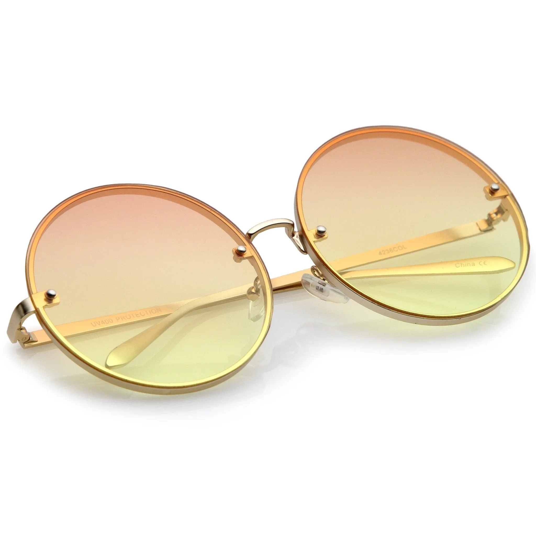 Women's Oversize Indie Gradient Flat Lens Round Sunglasses A892 sold by ZeroUV product image thumbnail 4