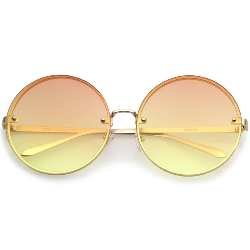 Women's Oversize Indie Gradient Flat Lens Round Sunglasses A892 sold by ZeroUV