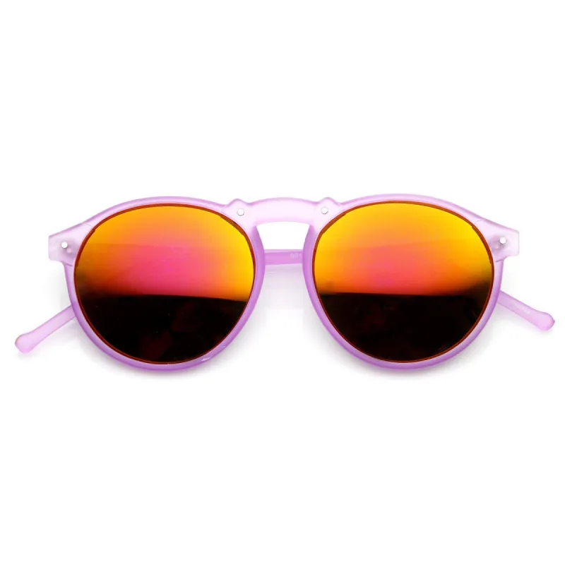 Trendy Retro Frosted Mirror Lens Round Sunglasses 8961 sold by ZeroUV