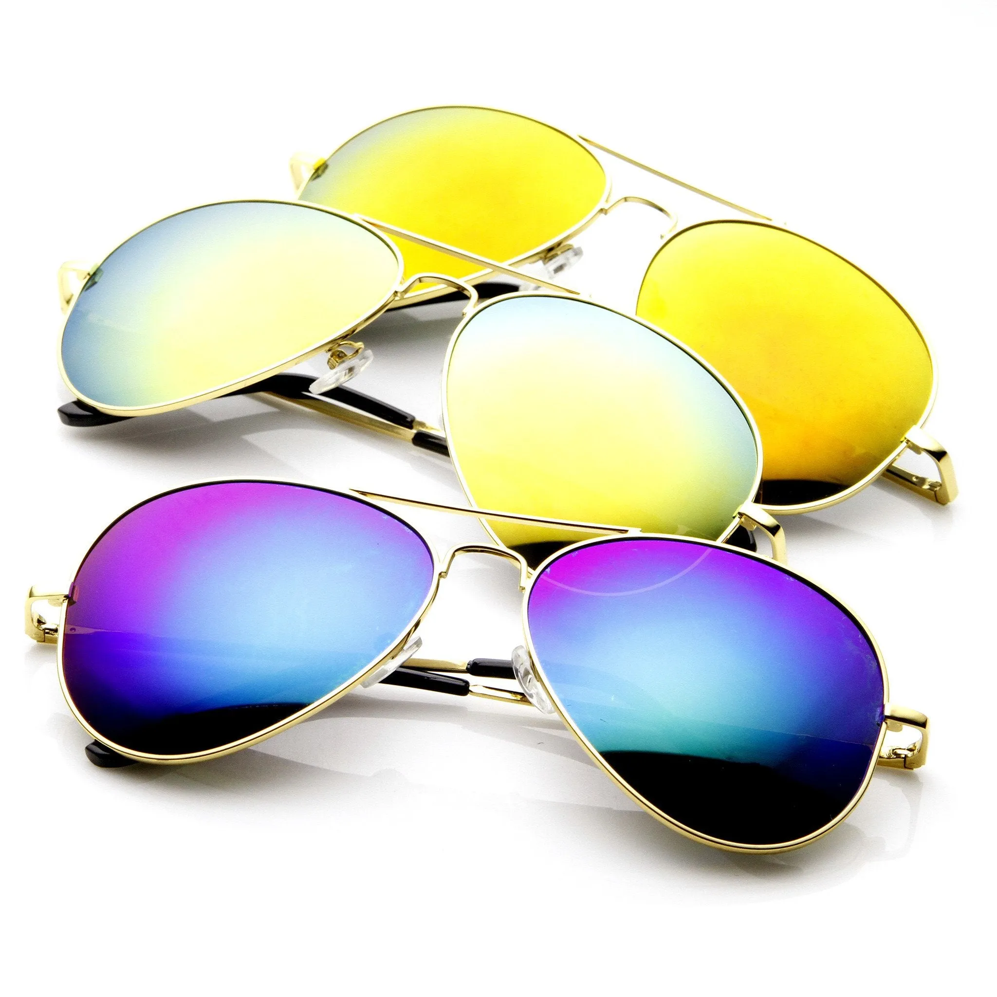 Zerouv Full Gold Frame Flash Color Mirrored Lens Sunglasses 1486 sold by ZeroUV product image thumbnail 3
