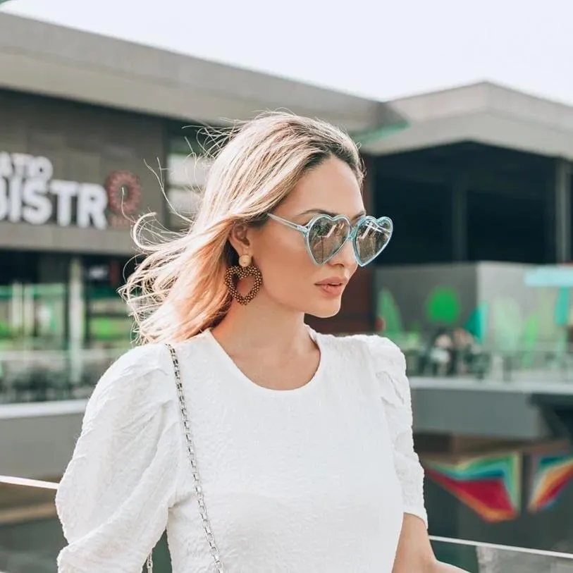 Women's Oversize Novelty Heart Shape Glitter Lens Sunglasses C876 sold by ZeroUV product image thumbnail 3