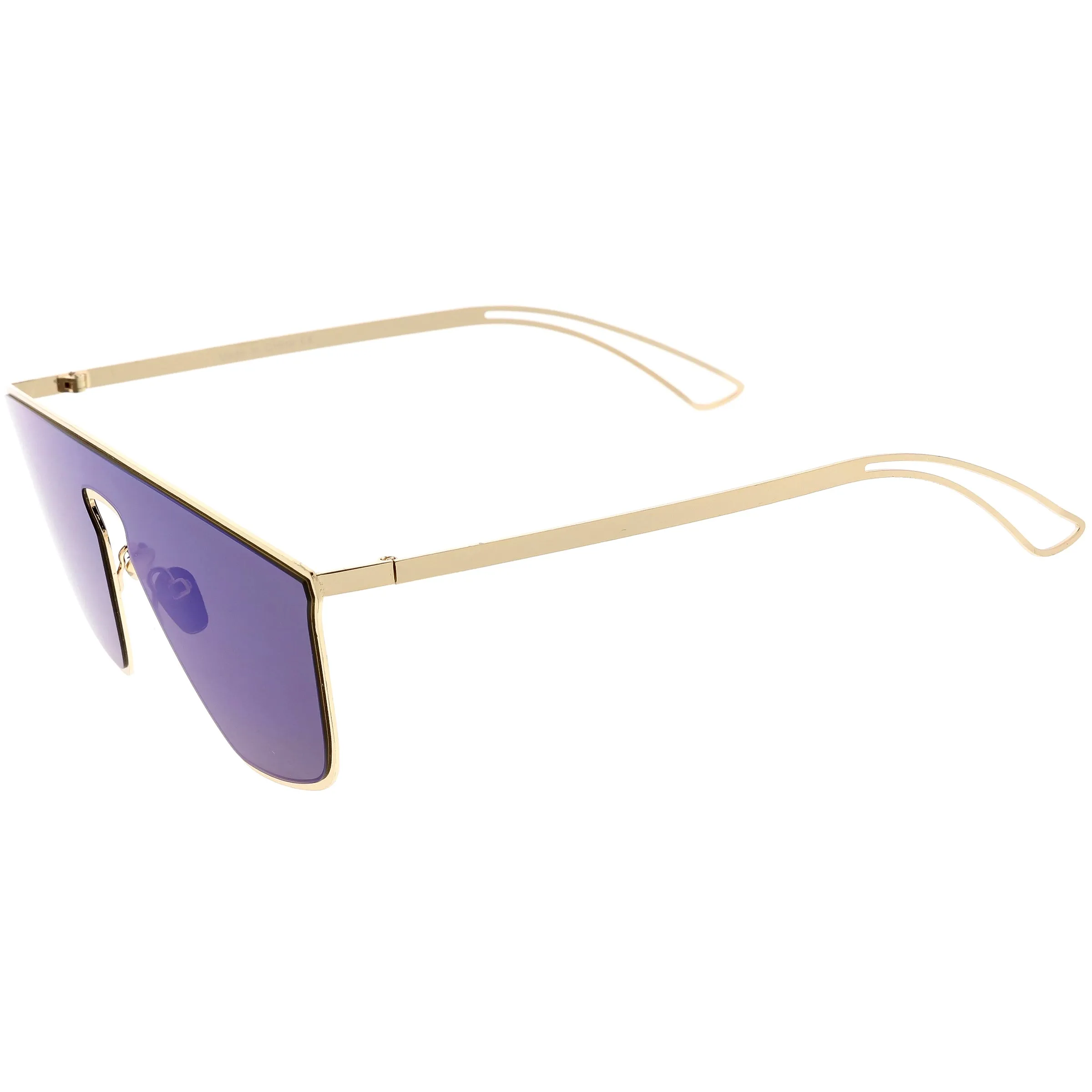 Disco Retro Modern Mirrored Flat Lens Metal Sunglasses C870 sold by ZeroUV product image thumbnail 5