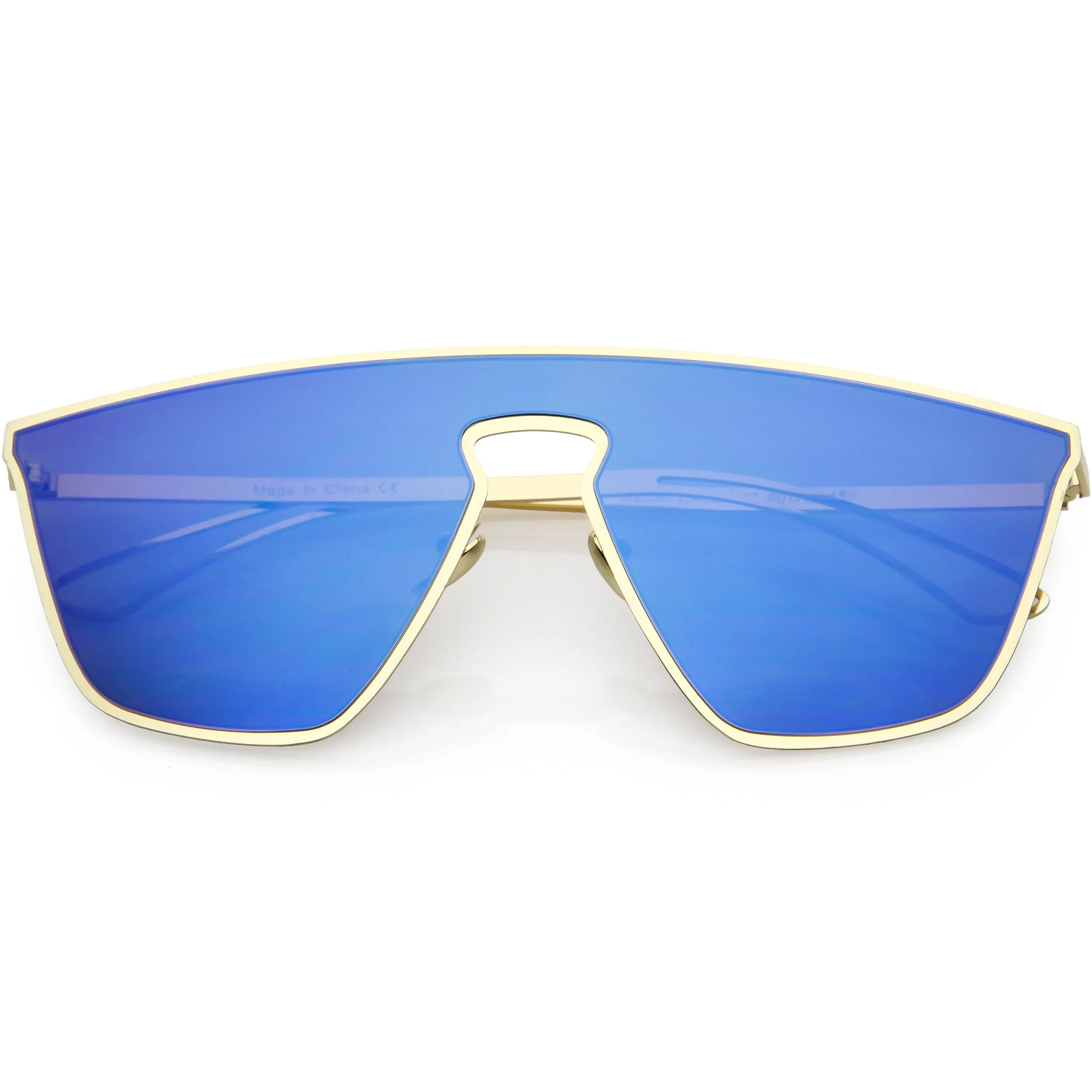 Disco Retro Modern Mirrored Flat Lens Metal Sunglasses C870 sold by ZeroUV product image thumbnail 3